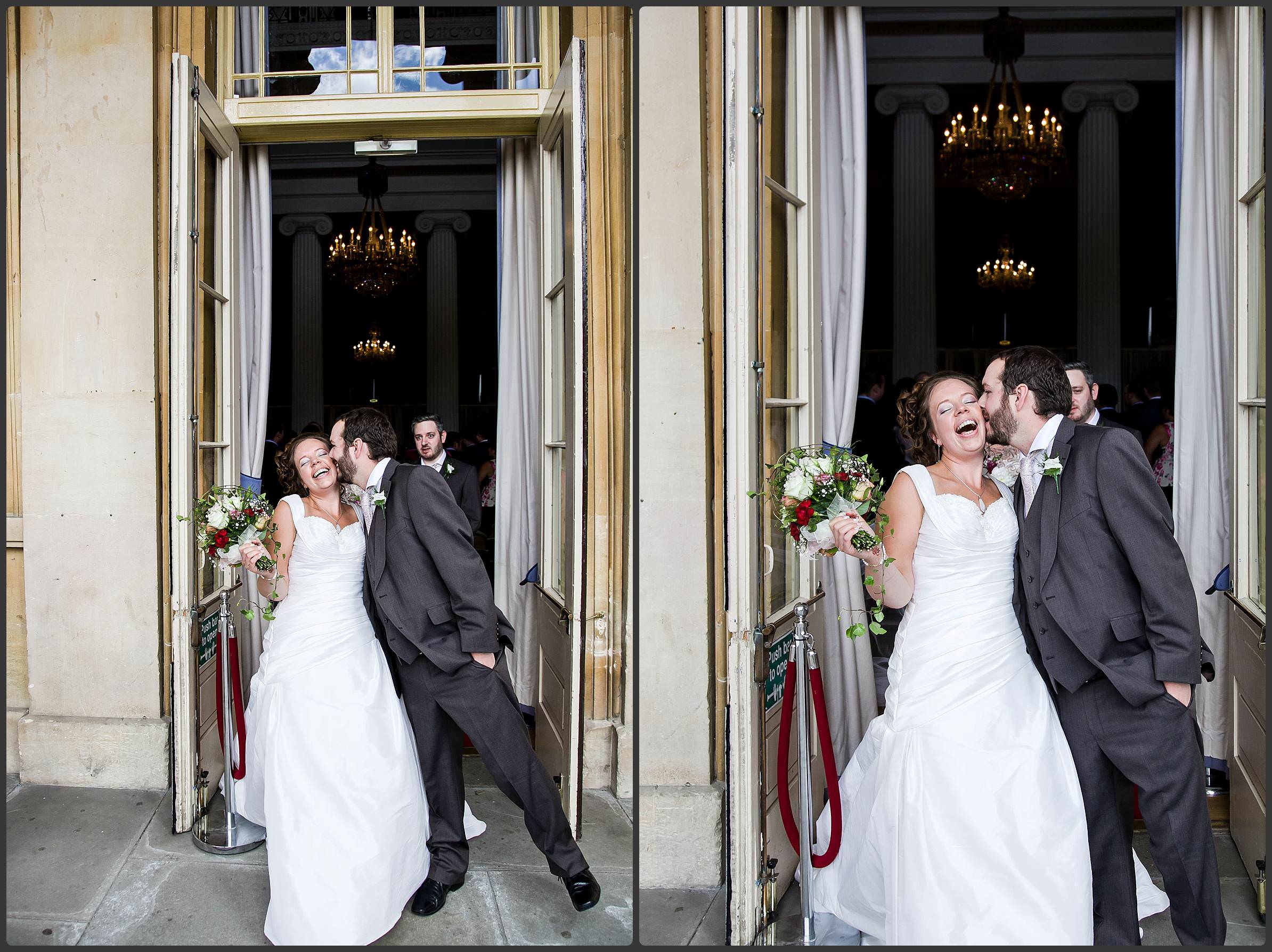 Bride and groom leaving as a married couple