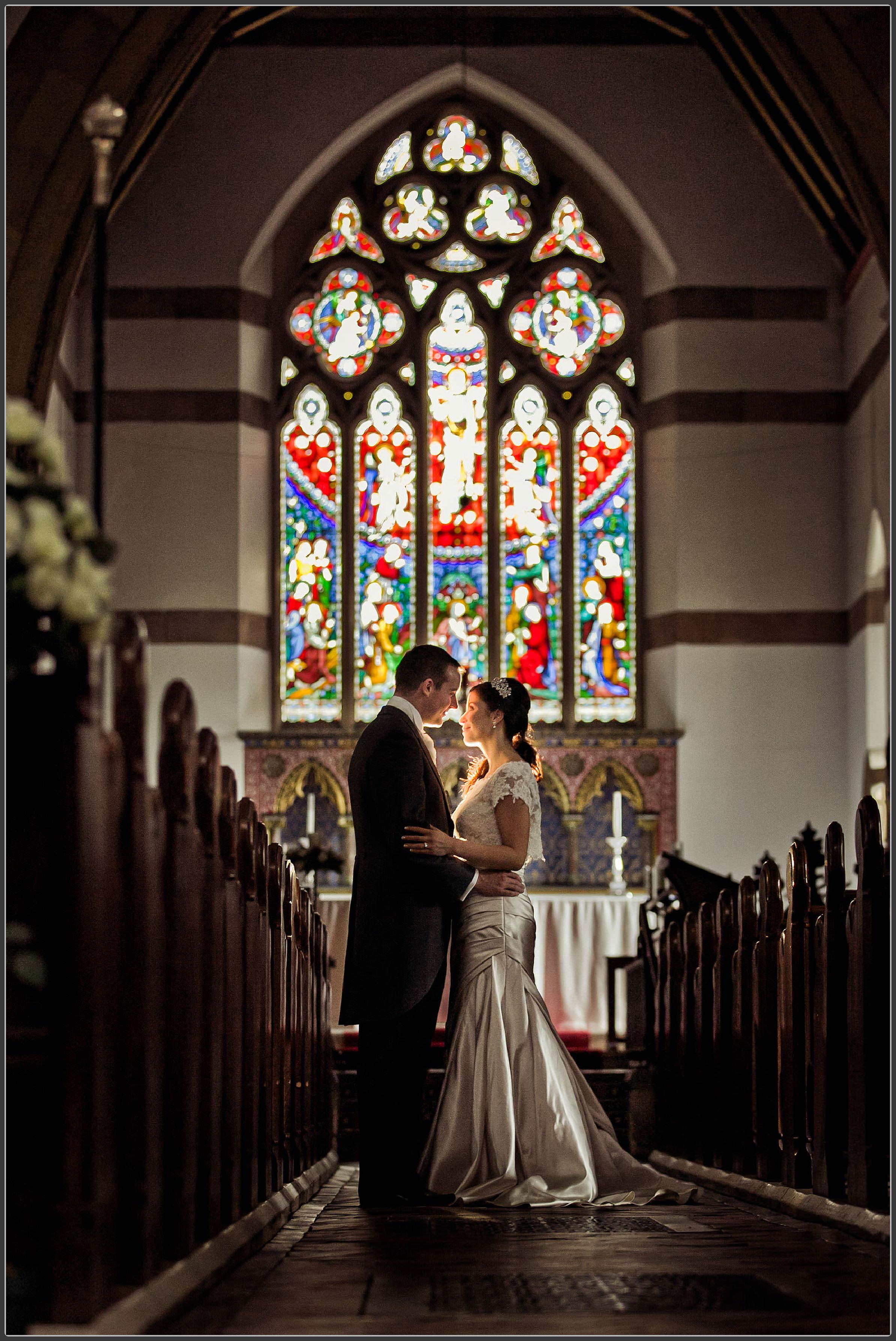 Bride and groom together at St Mary's church