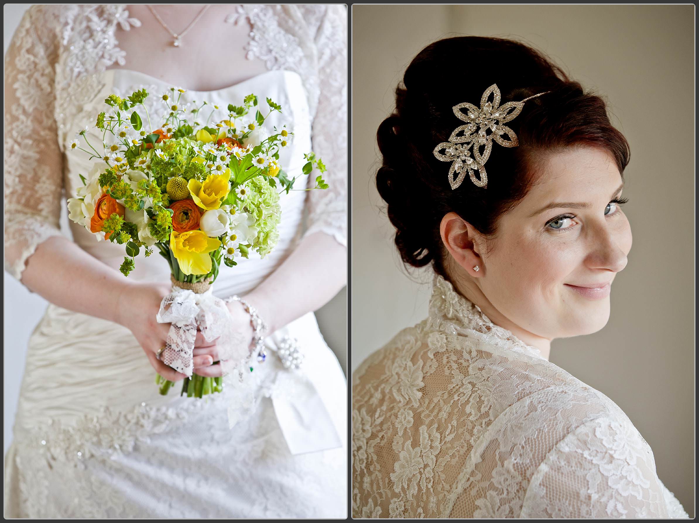 Bride getting ready at Mythe barn