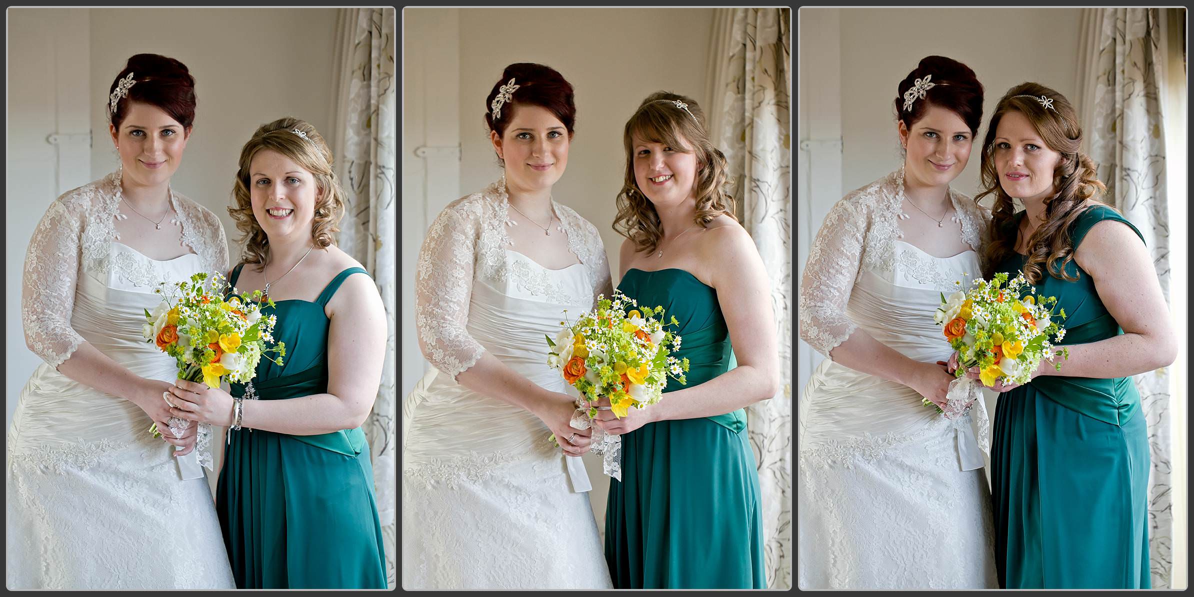 Bride getting ready at Mythe barn