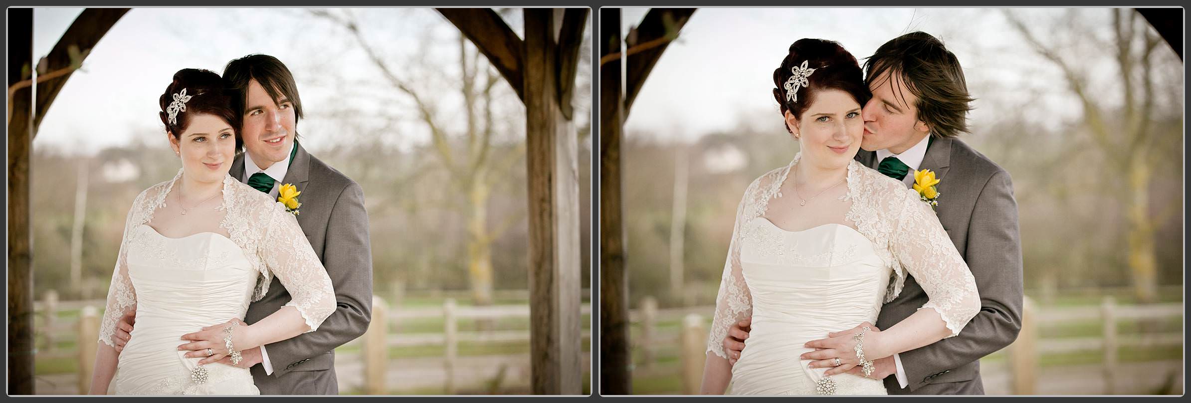 Bride and groom together at the Mythe barn