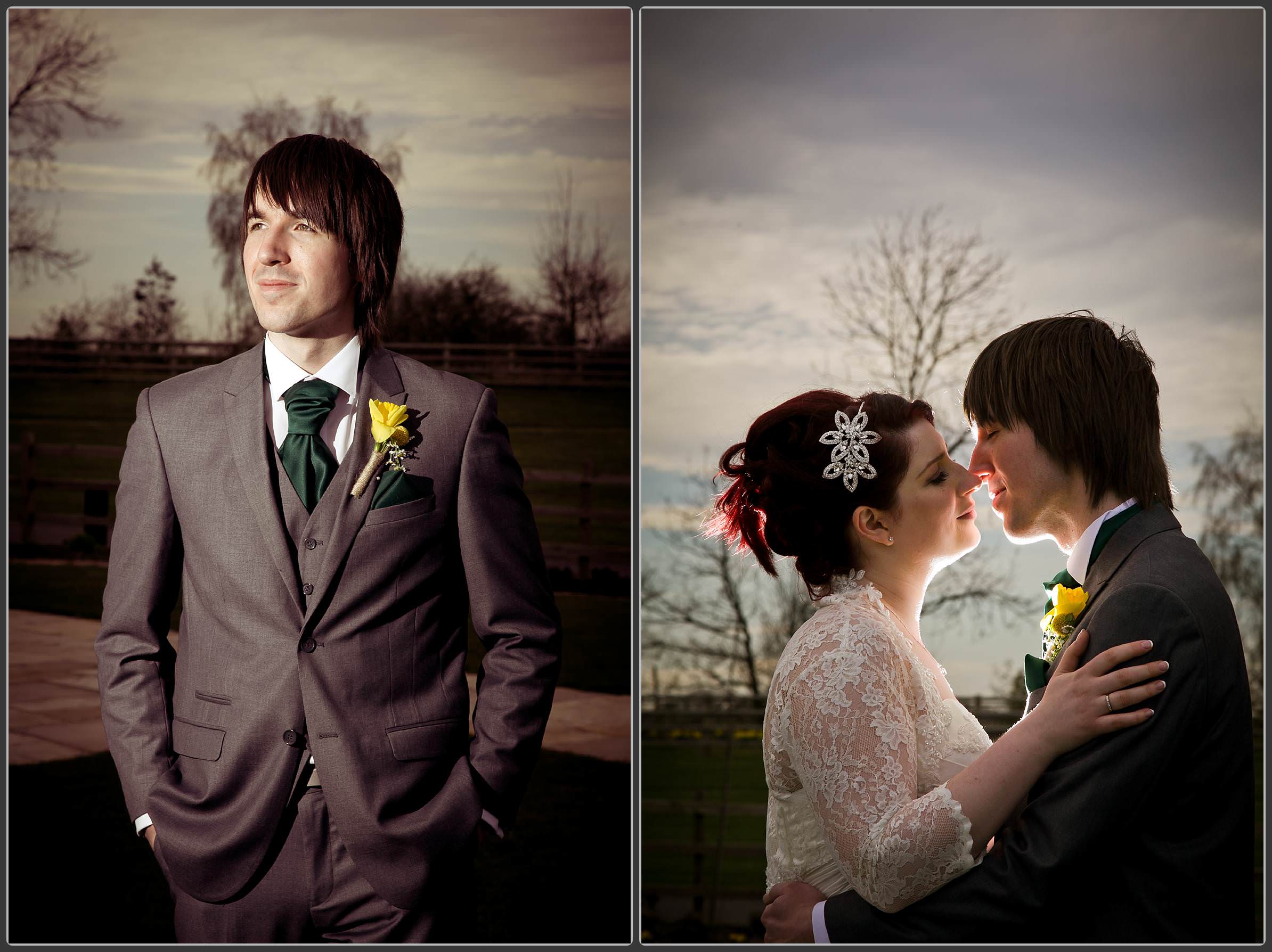 Bride and groom together at the Mythe barn