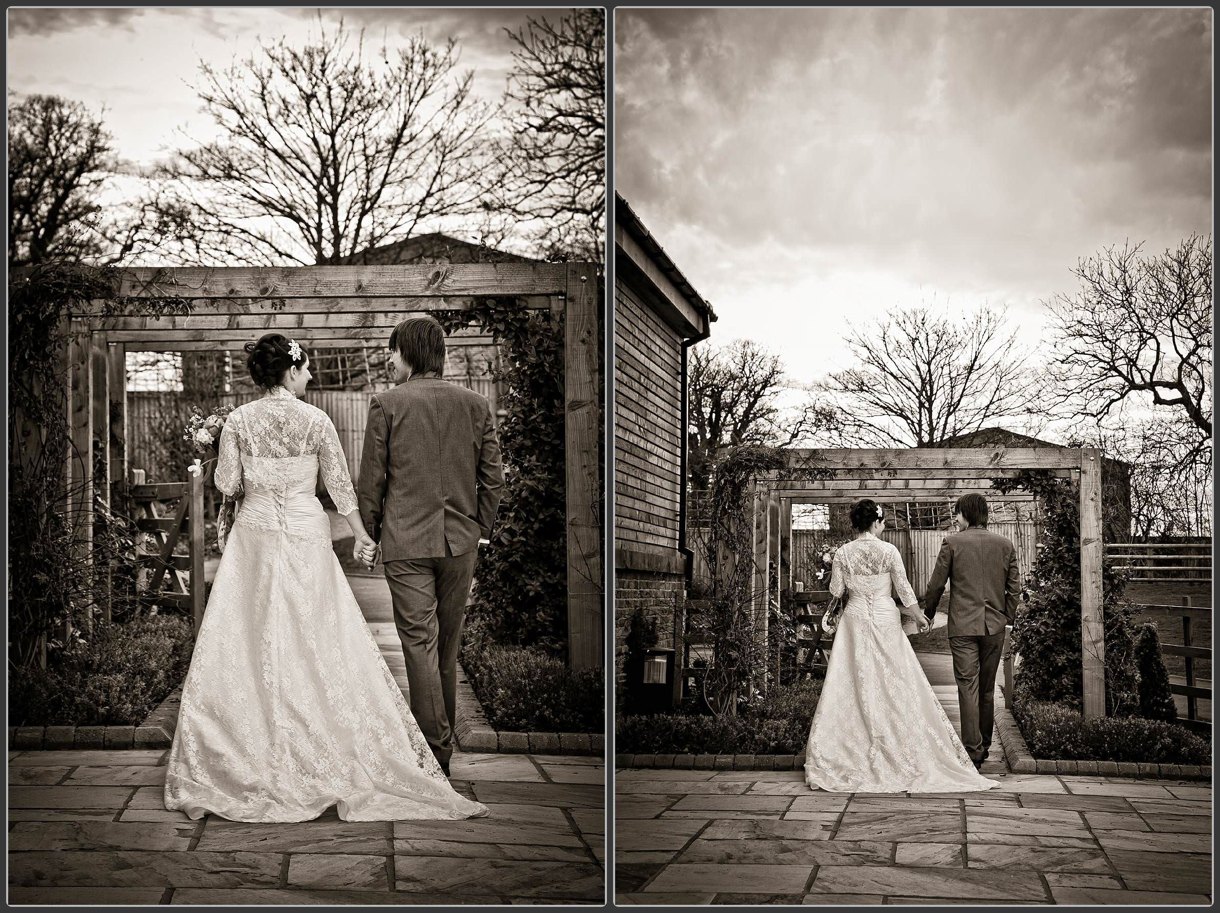 Bride and groom together at the Mythe barn