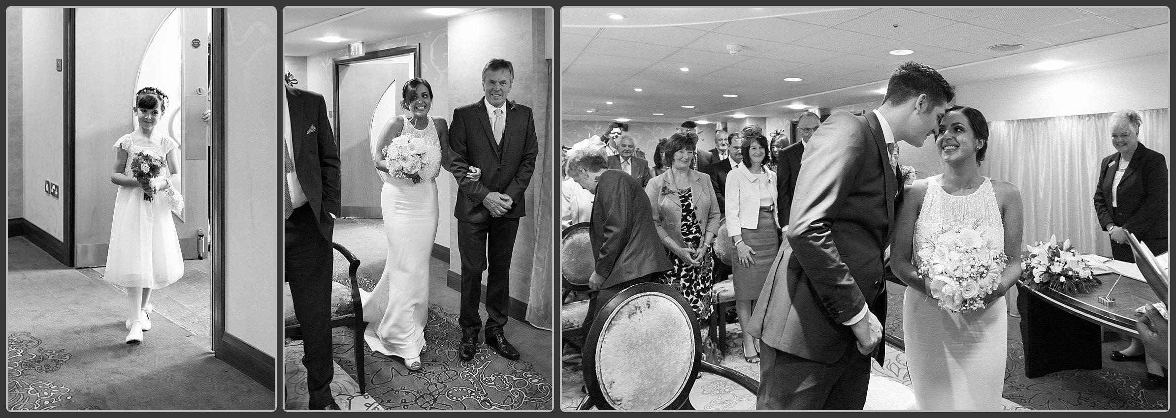 Bride entering at Solihull Registry Office