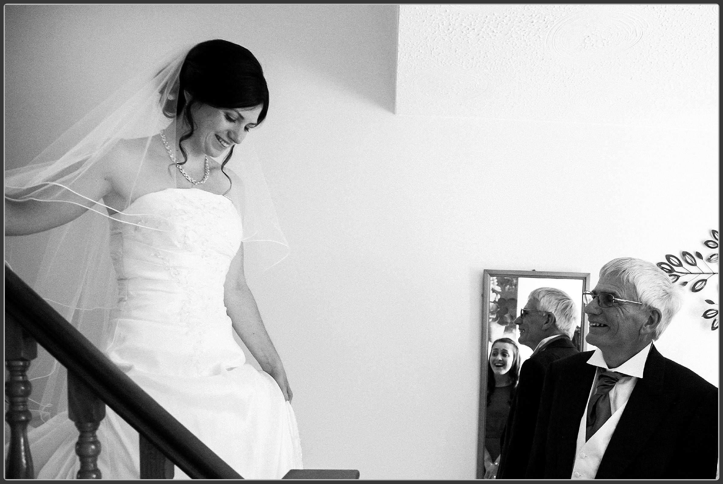 Bride walking down the stairs