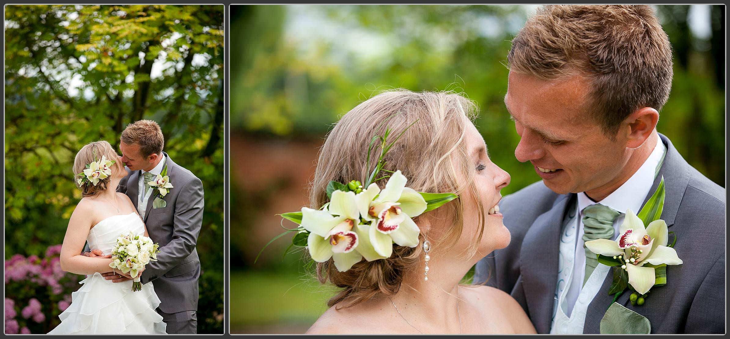 Bride and groom together at Stone House Court Wedding