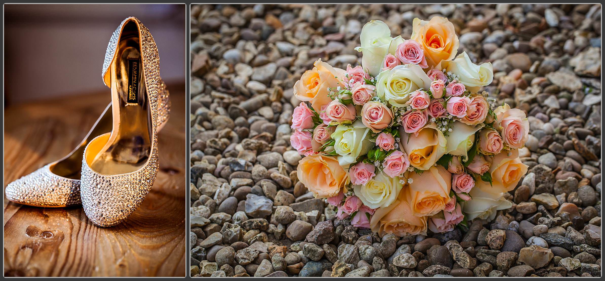 Wedding bouquet and wedding shoes