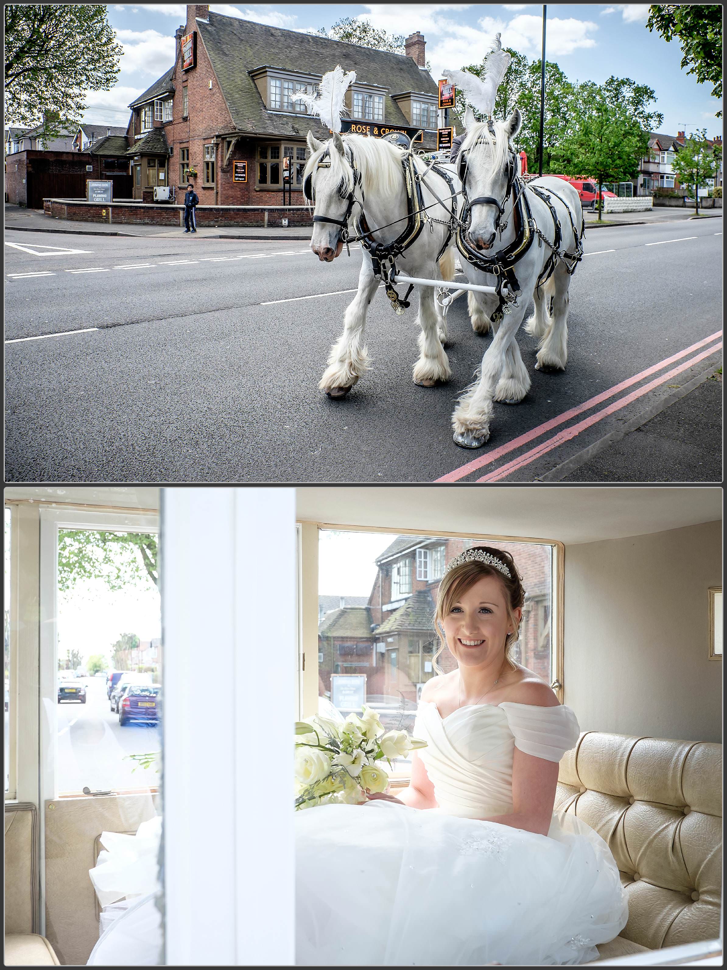 Bride arriving at Stoke St Michael's Church