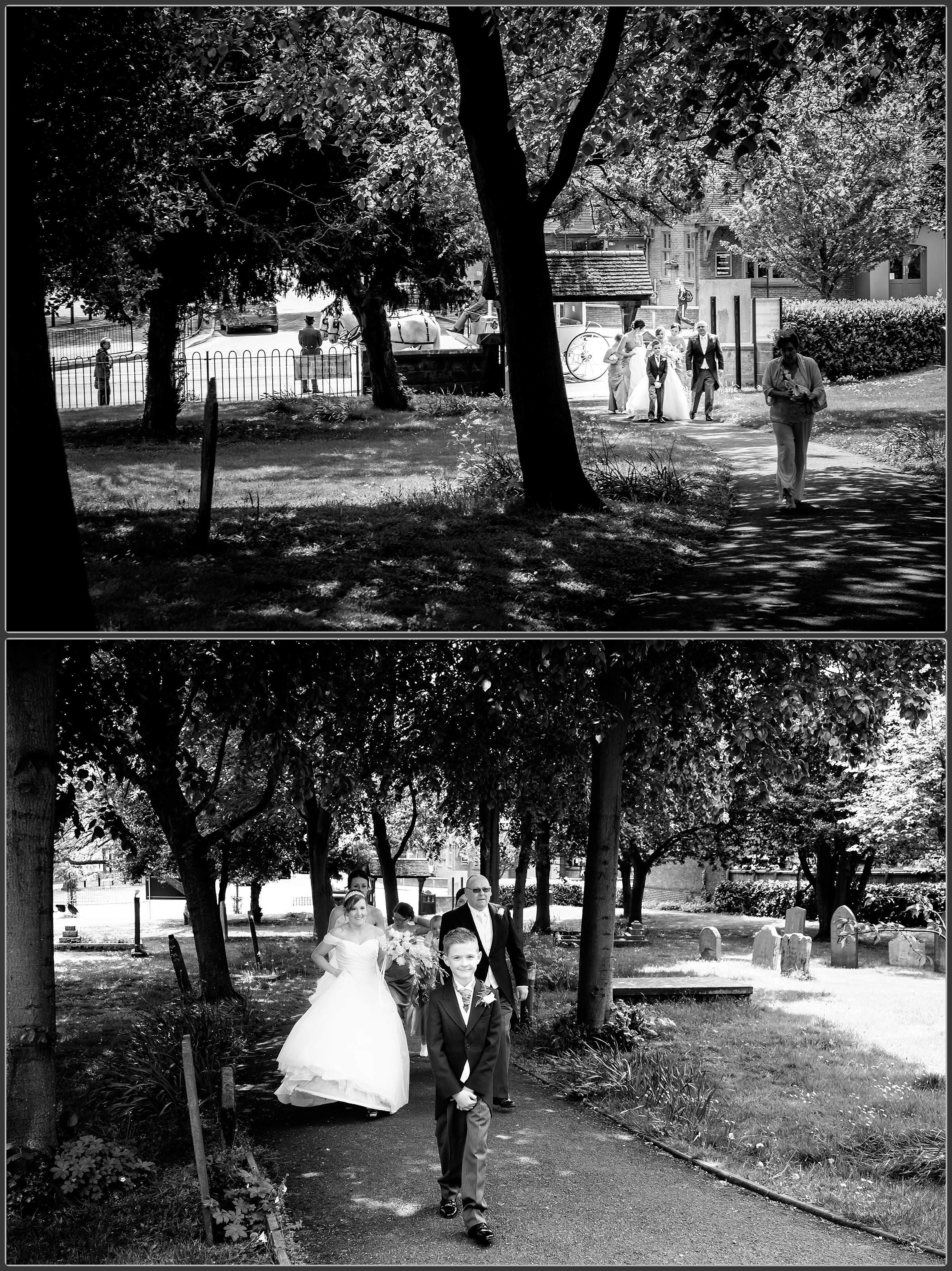 Bride arriving at Stoke St Michael's Church