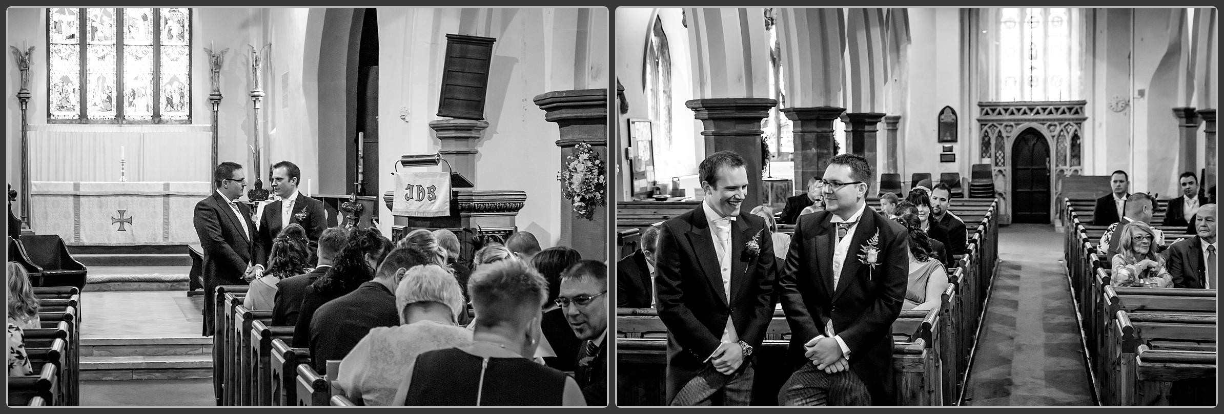 Groom awaiting his bride at Stoke St Michael's Church