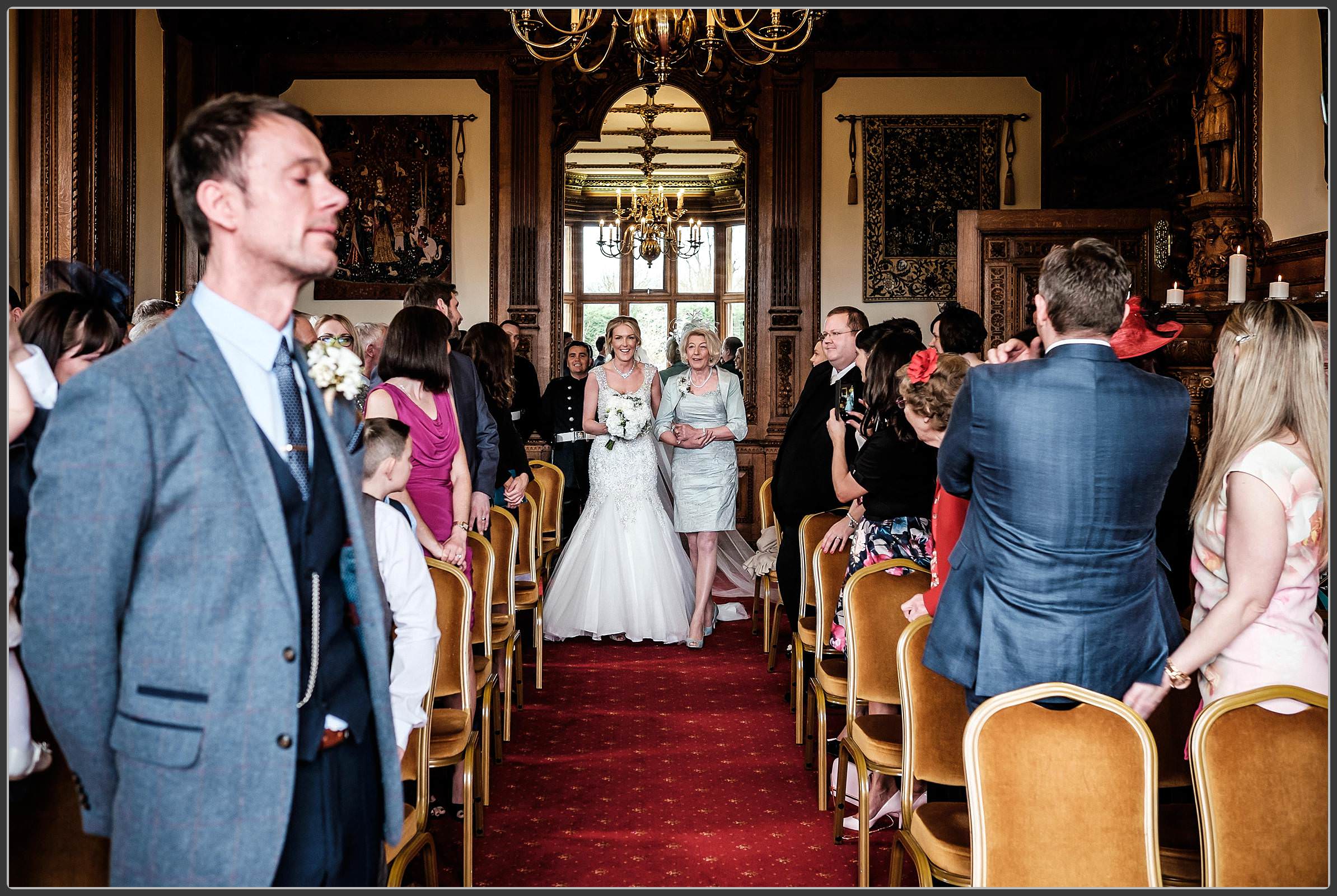 The bride walking down the aisle