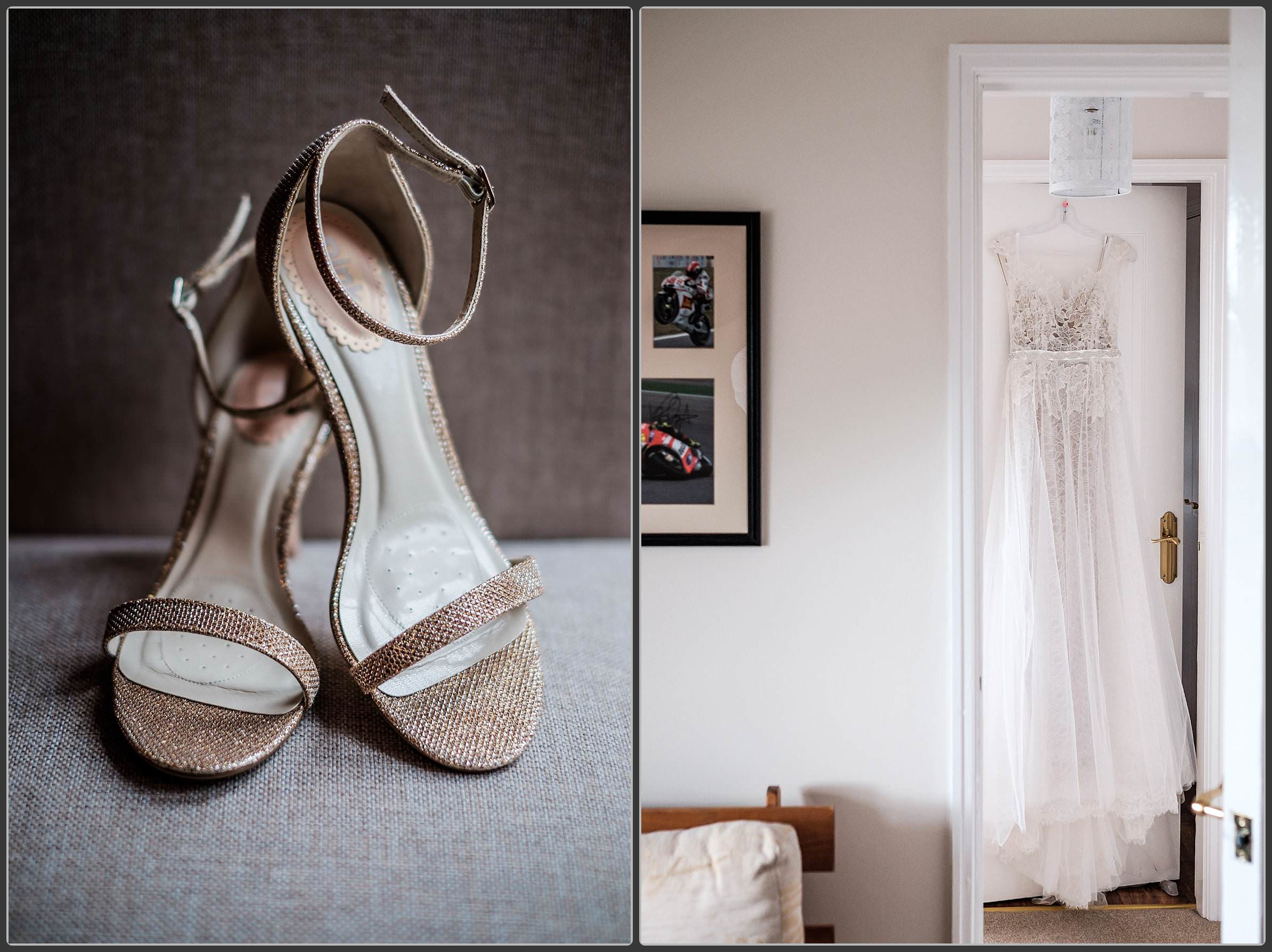 The brides dress and shoes