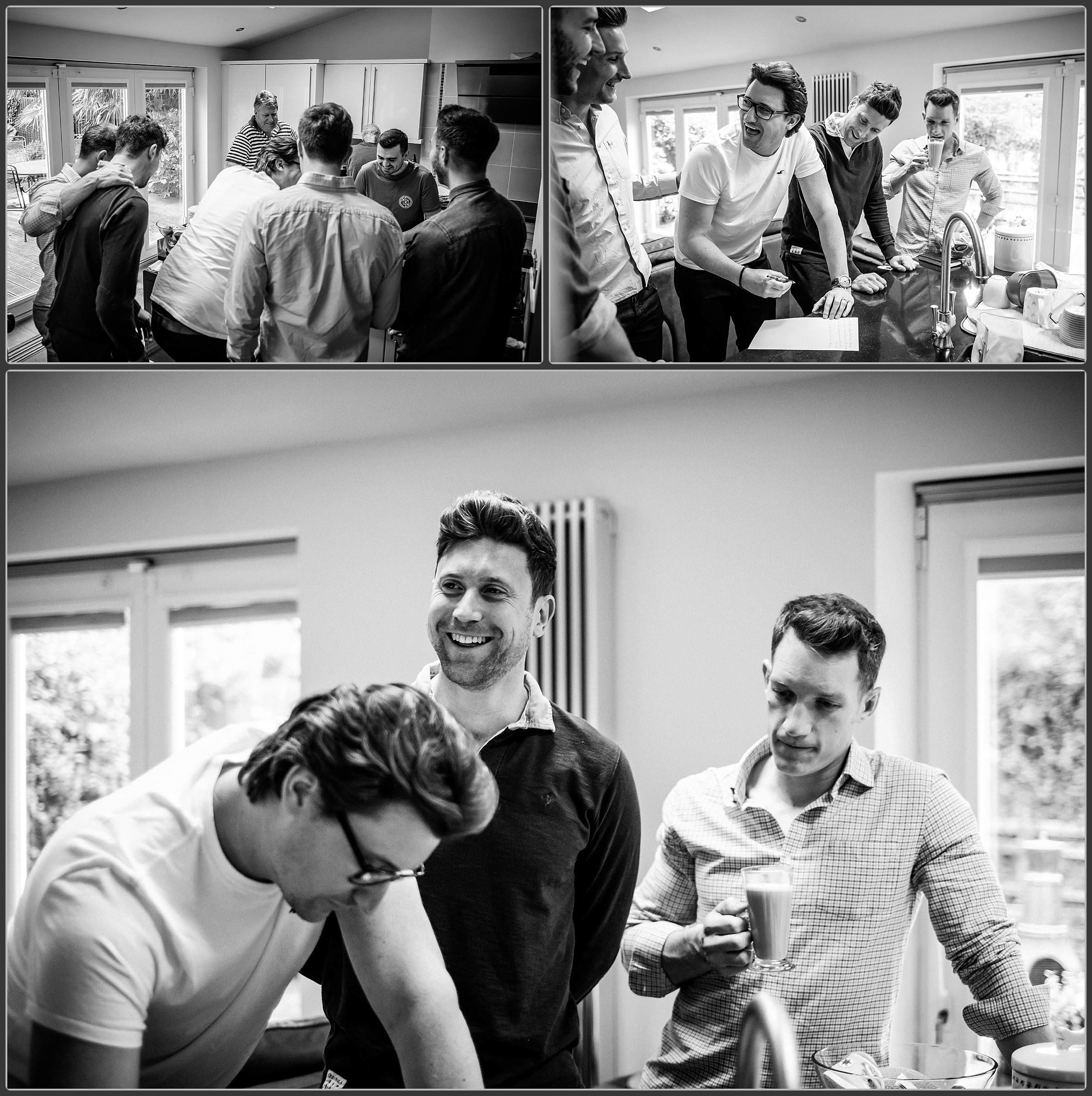 Groomsmen ordering breakfast