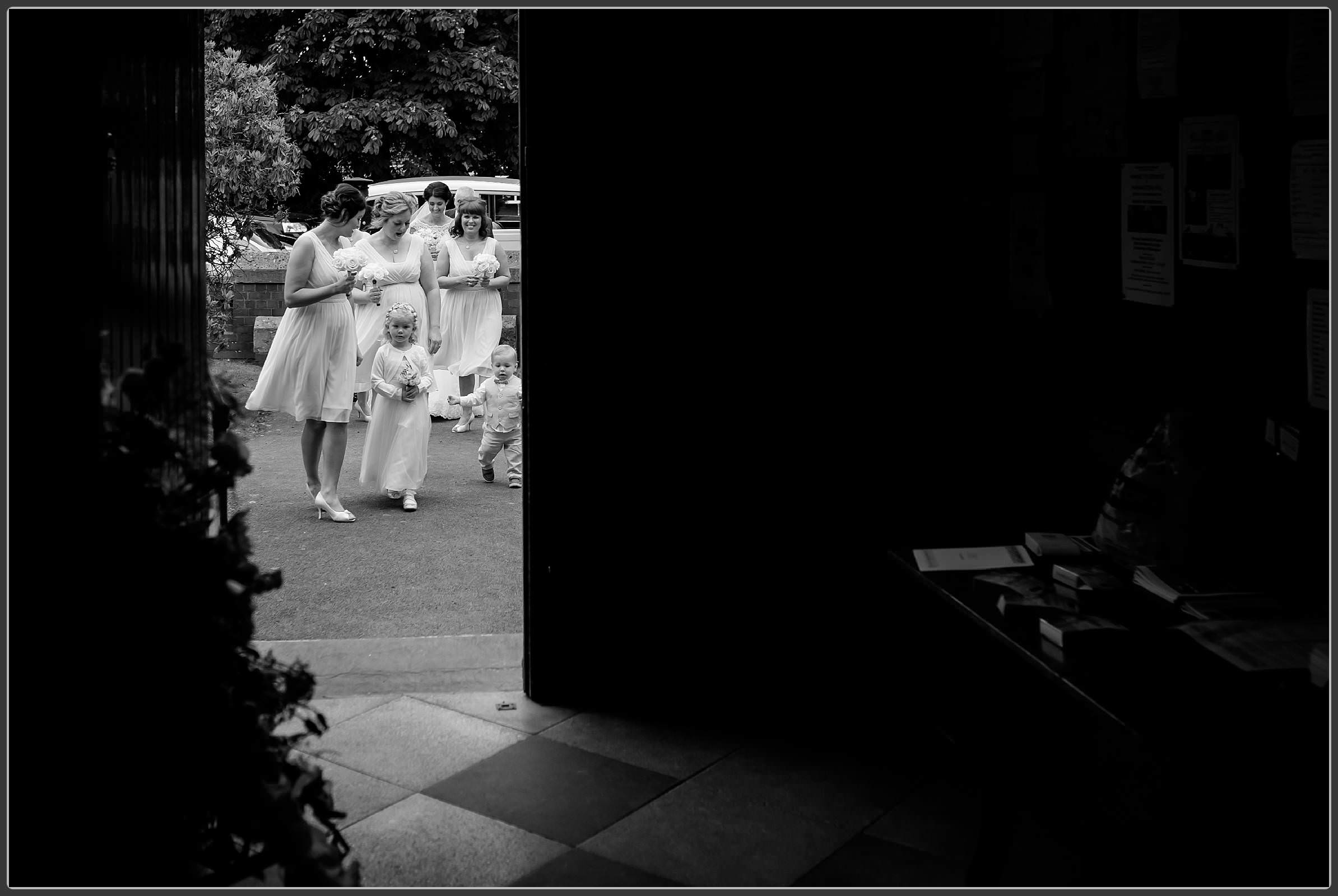 The bride arriving at the church