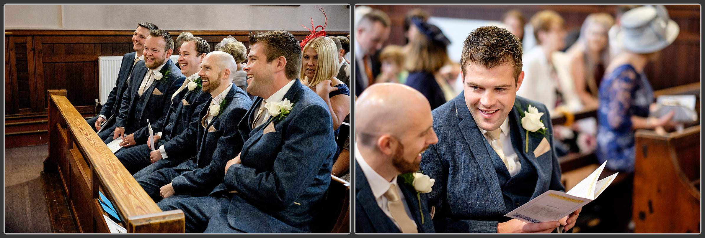 The groomsmen in the church