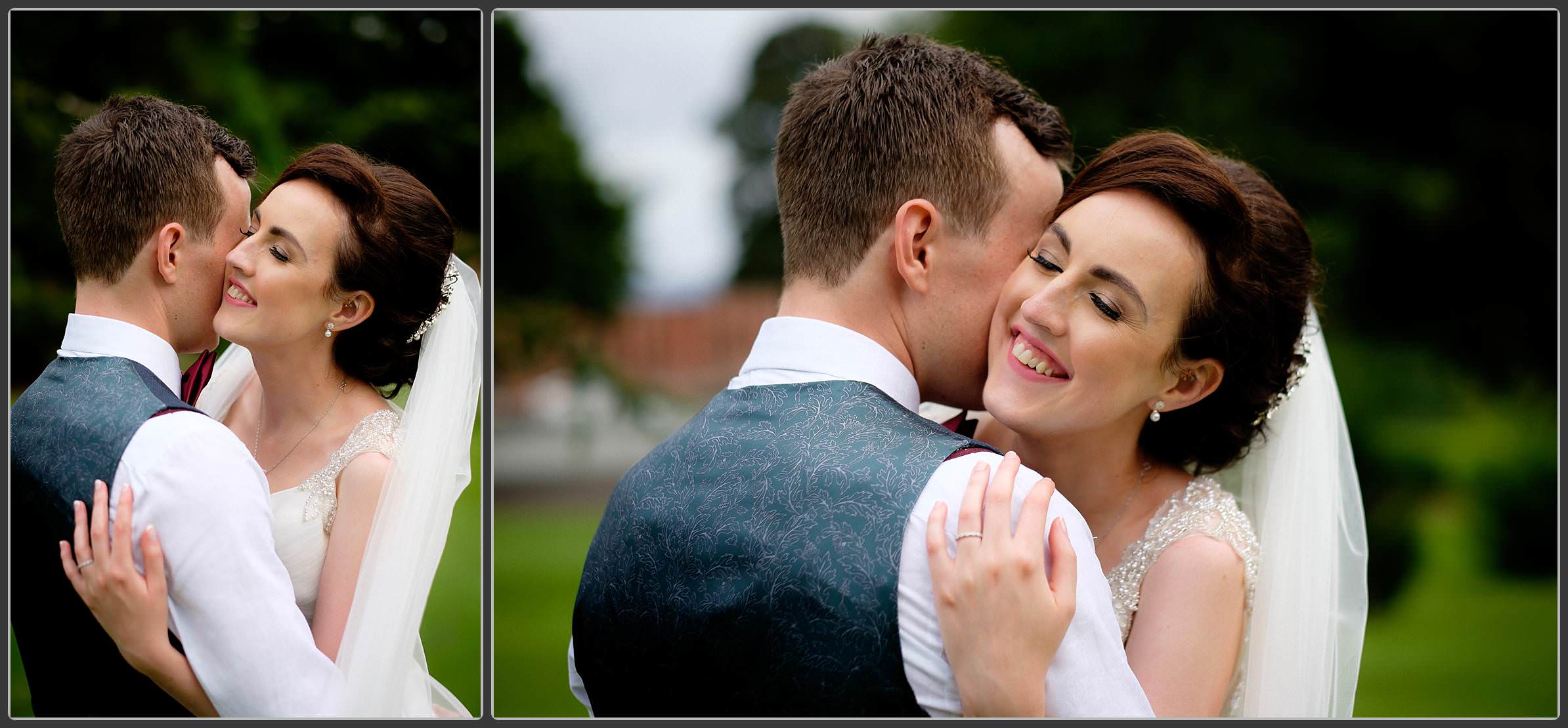 Bride and groom together at Rowton Castle Hotel