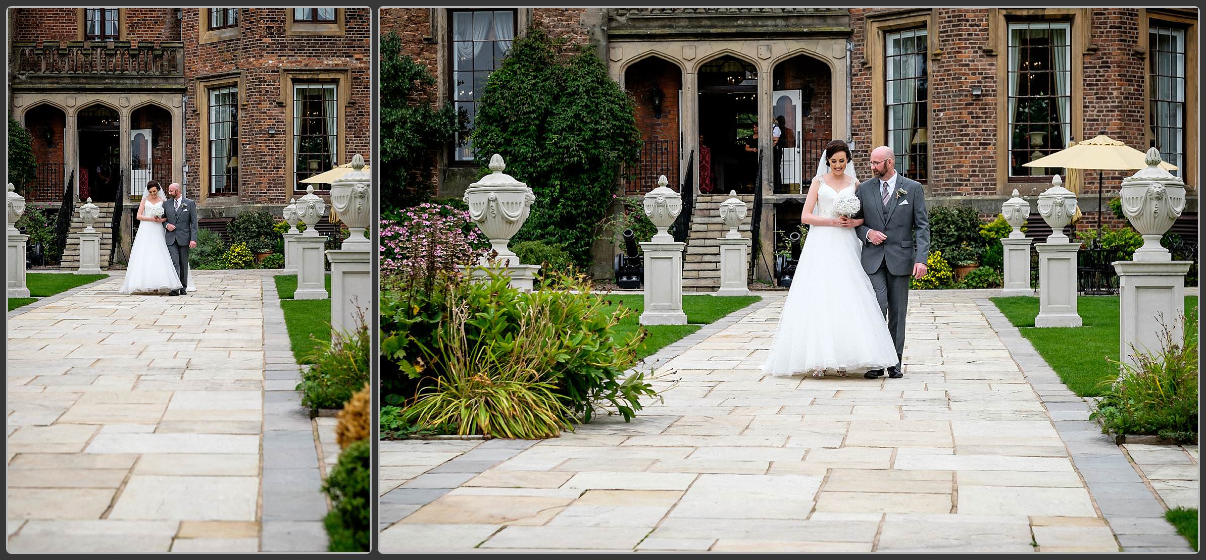 The bride and her father at Rowton castle hotel