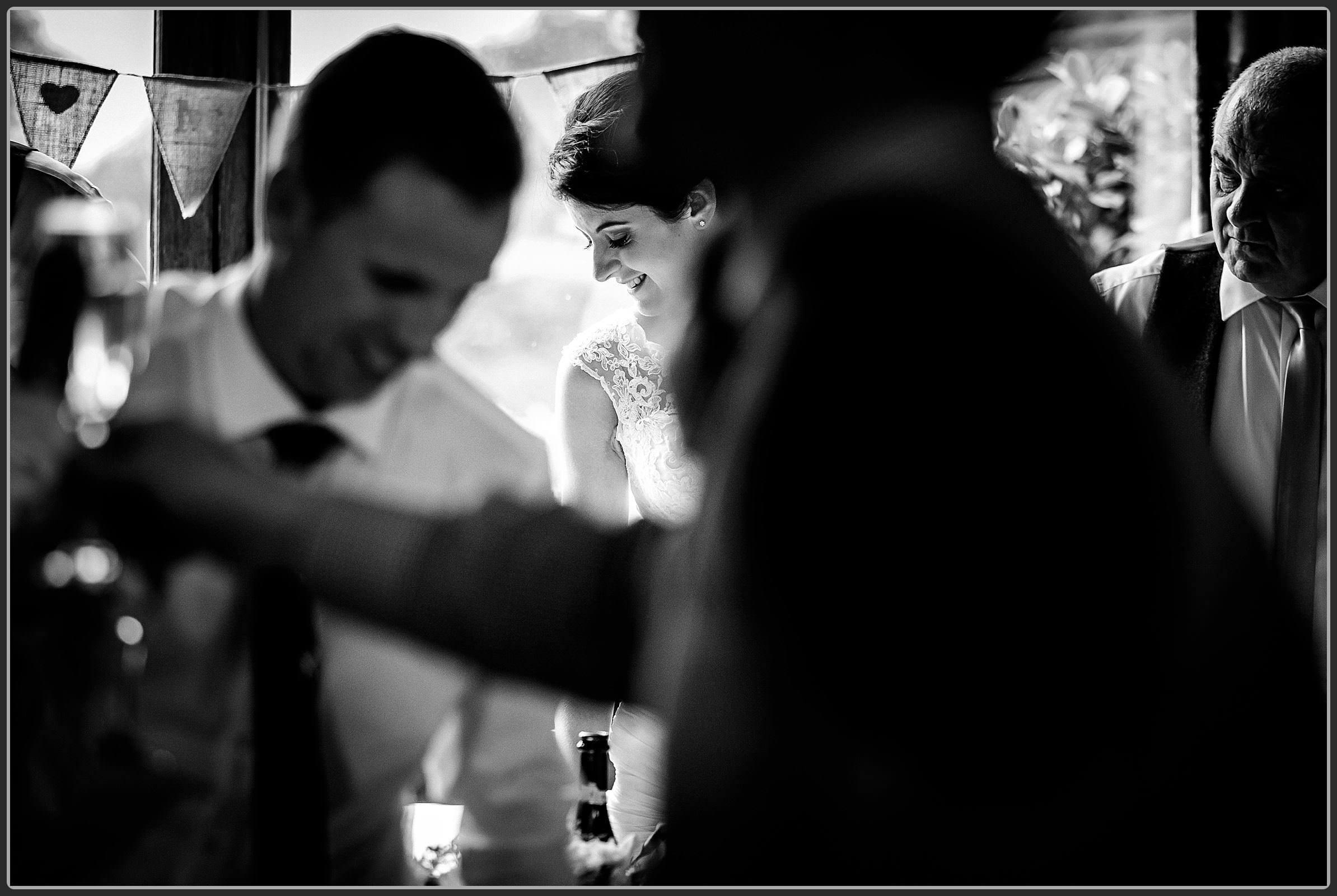 The bride during the speeches