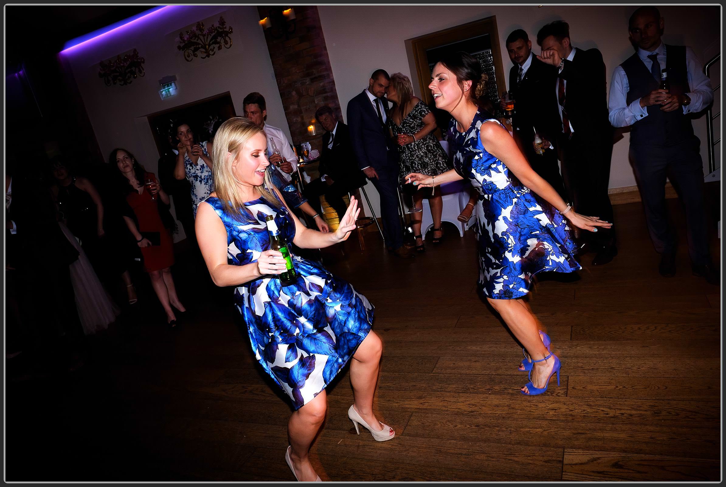 Wedding guests dancing