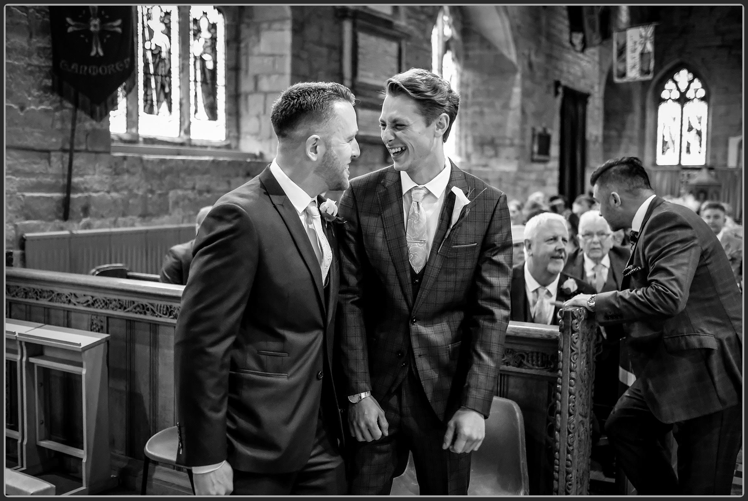 Groom and best man in church