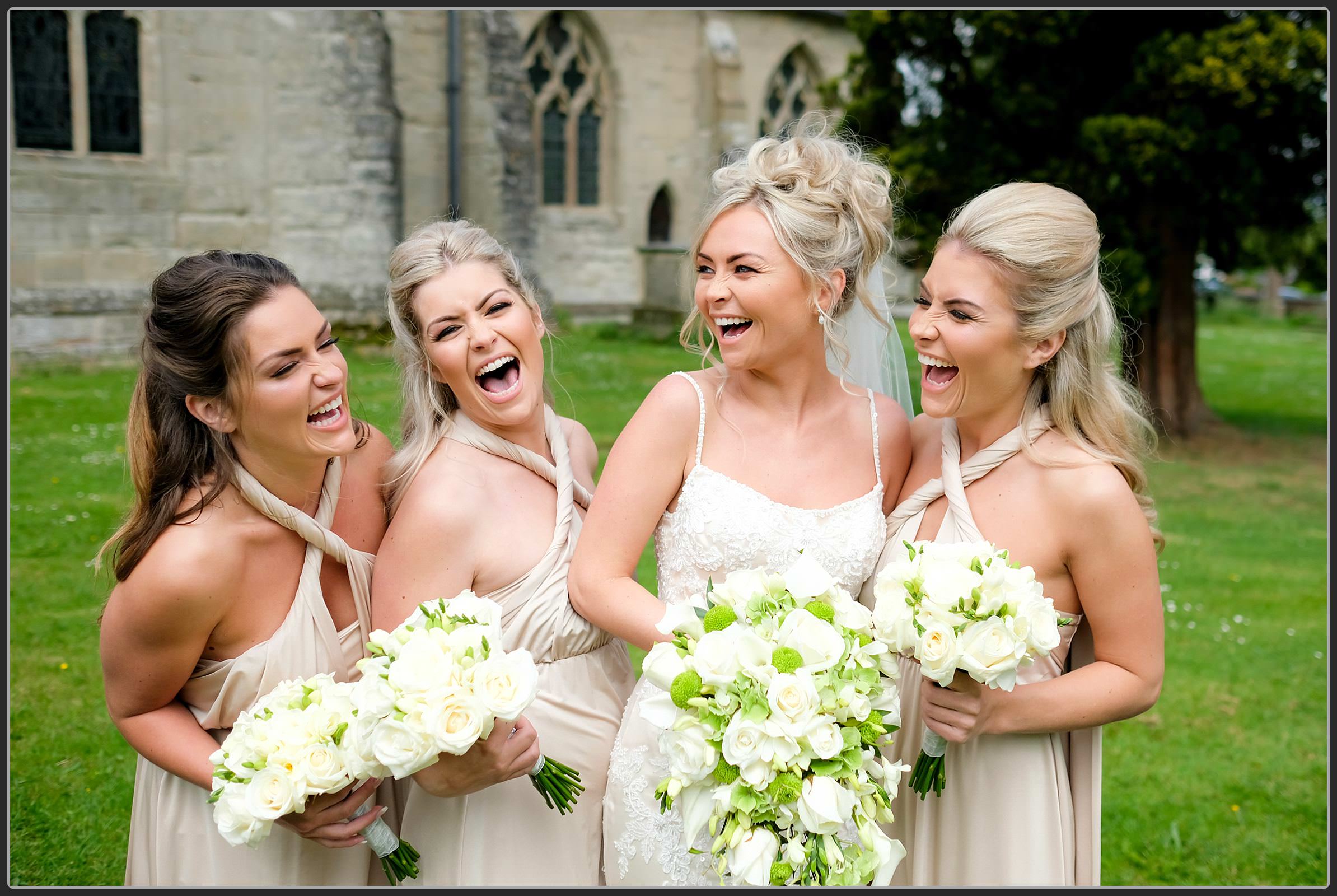 Bridesmaids laughing