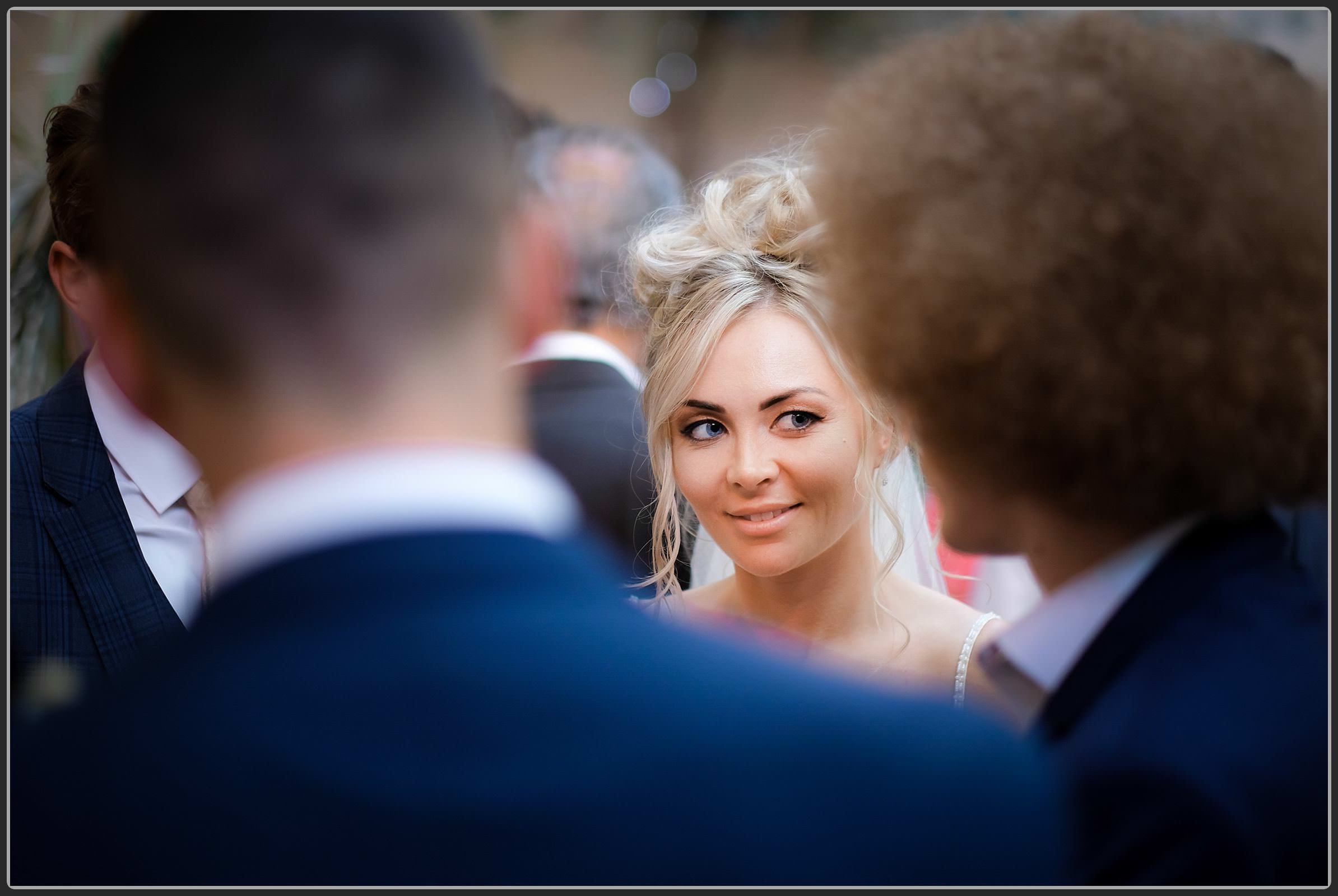 Bride being impressed by the magican