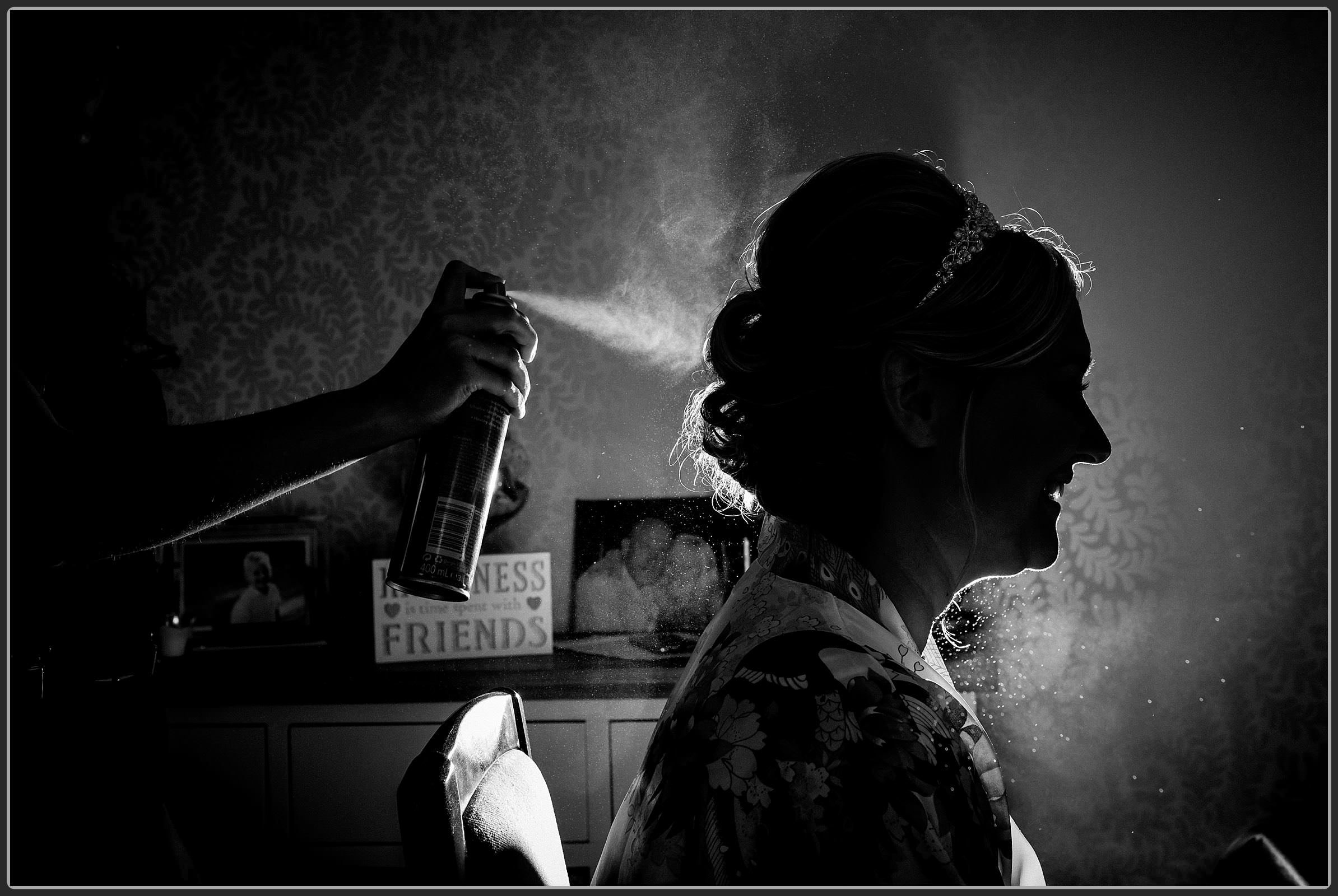 The bride having her hair done