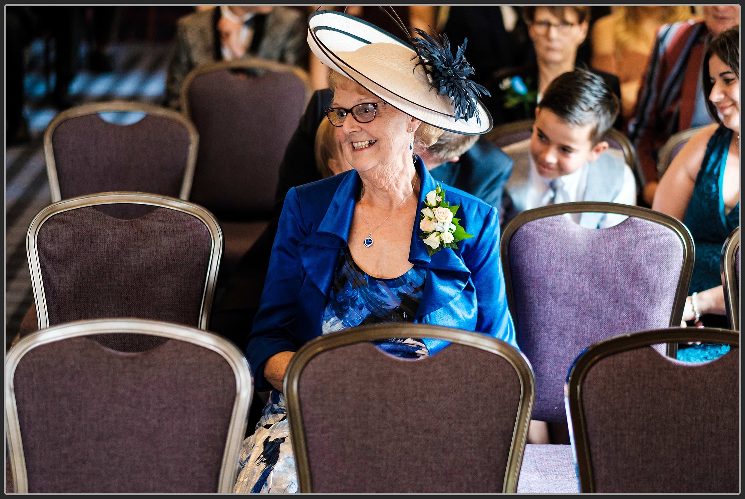 Nan watching the bride walk down the aisle