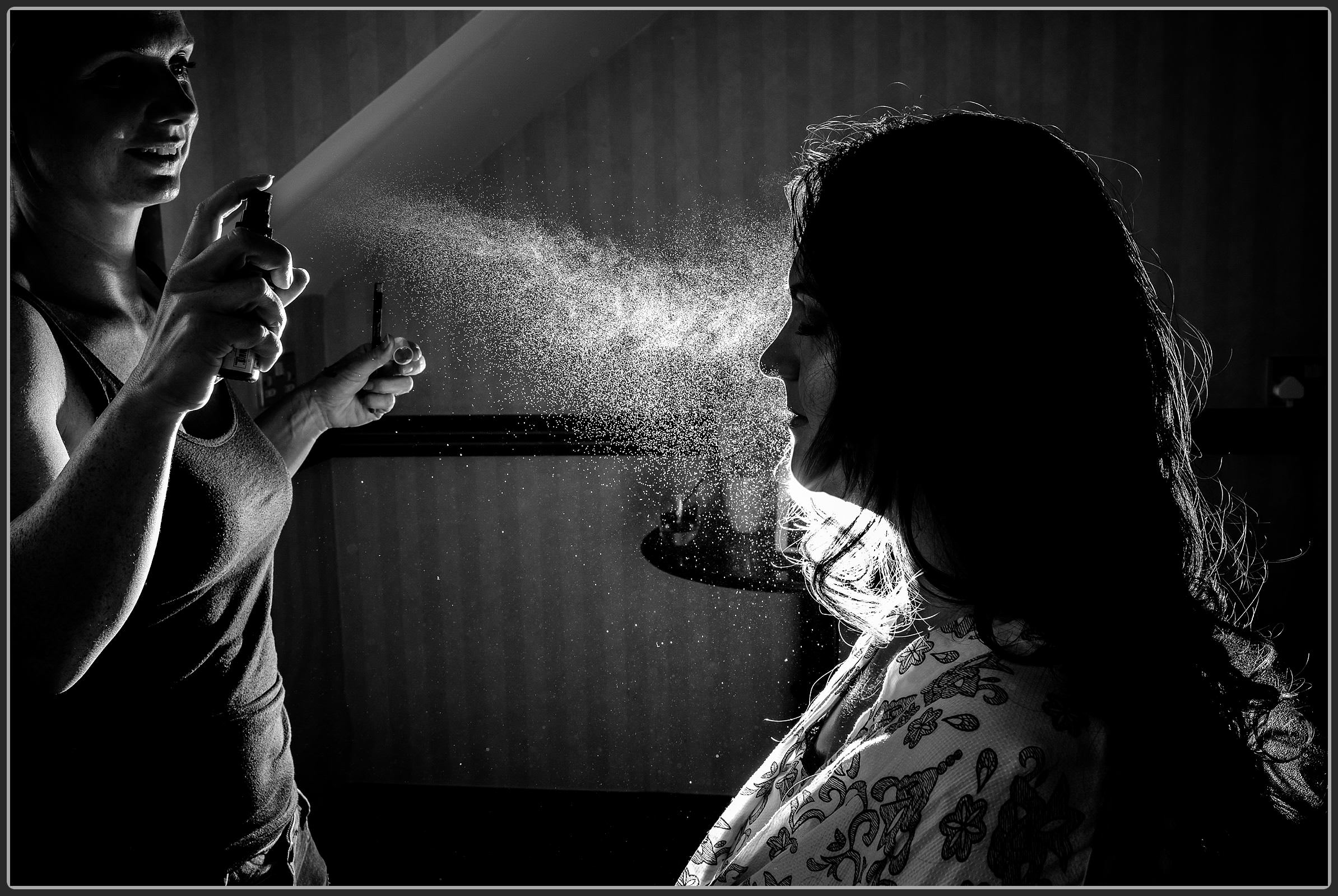 Bride having her makeup done