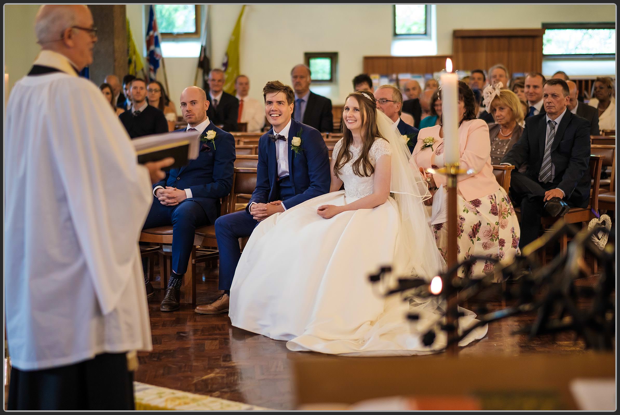 The bride and groom during the ceremony