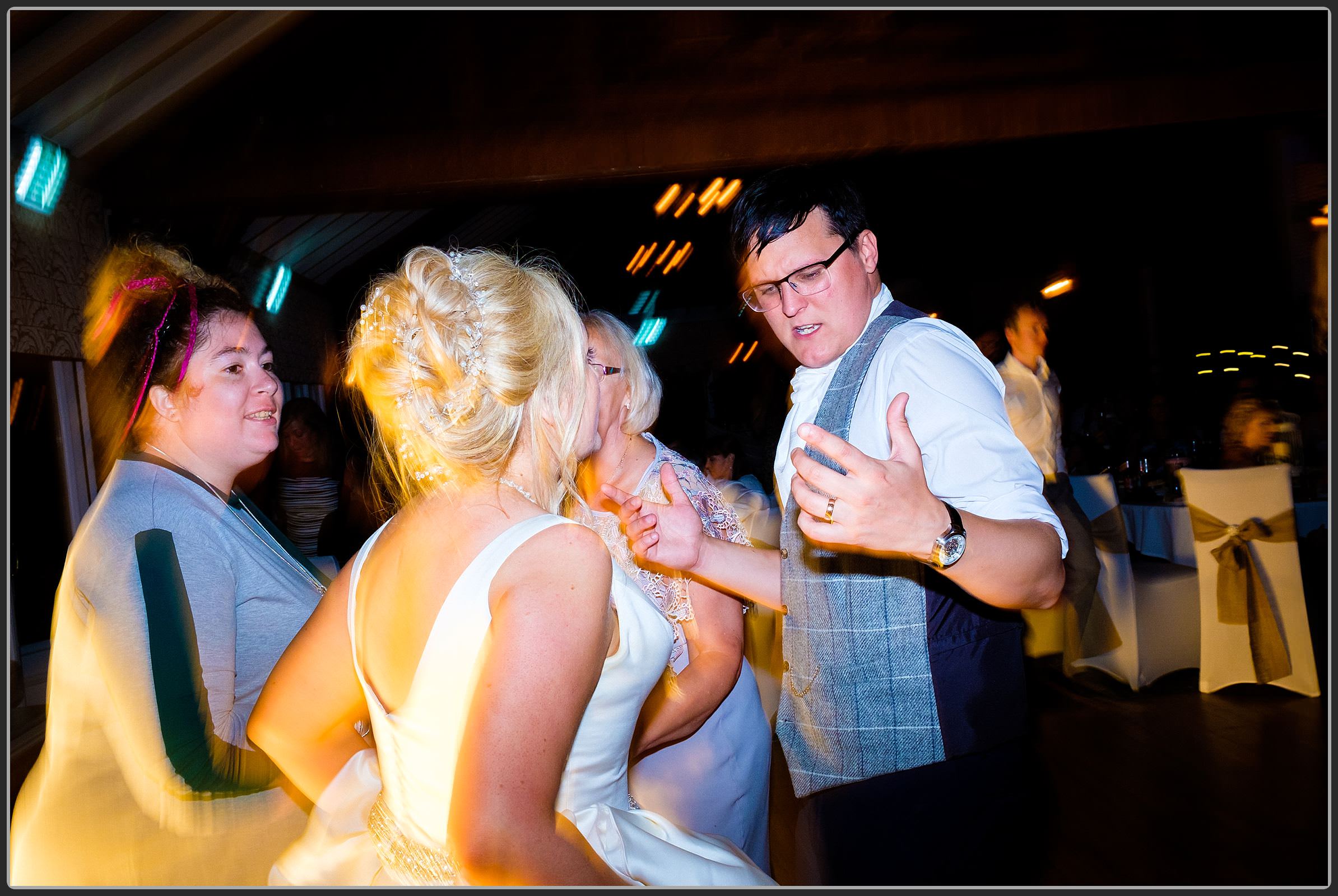 Bride and groom dancing