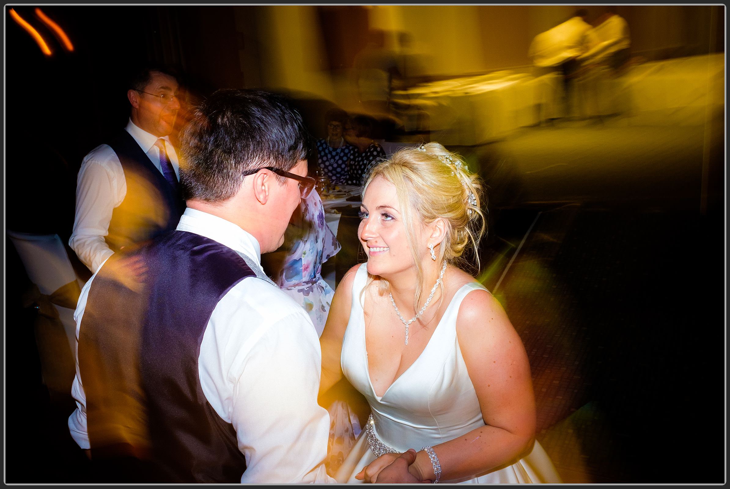 Bride and groom dancing