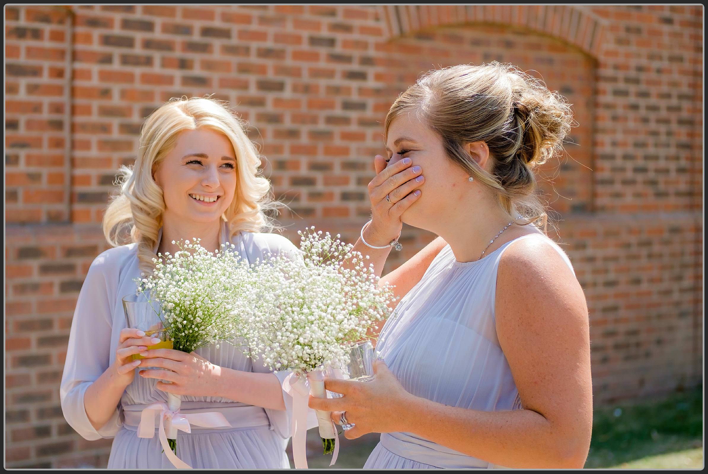 Bridesmaids laughing