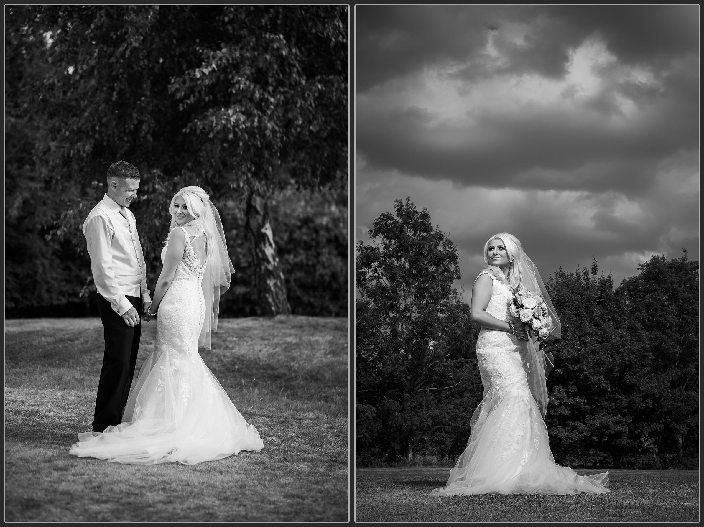 Bride and groom together at Stonebridge golf course in Meriden