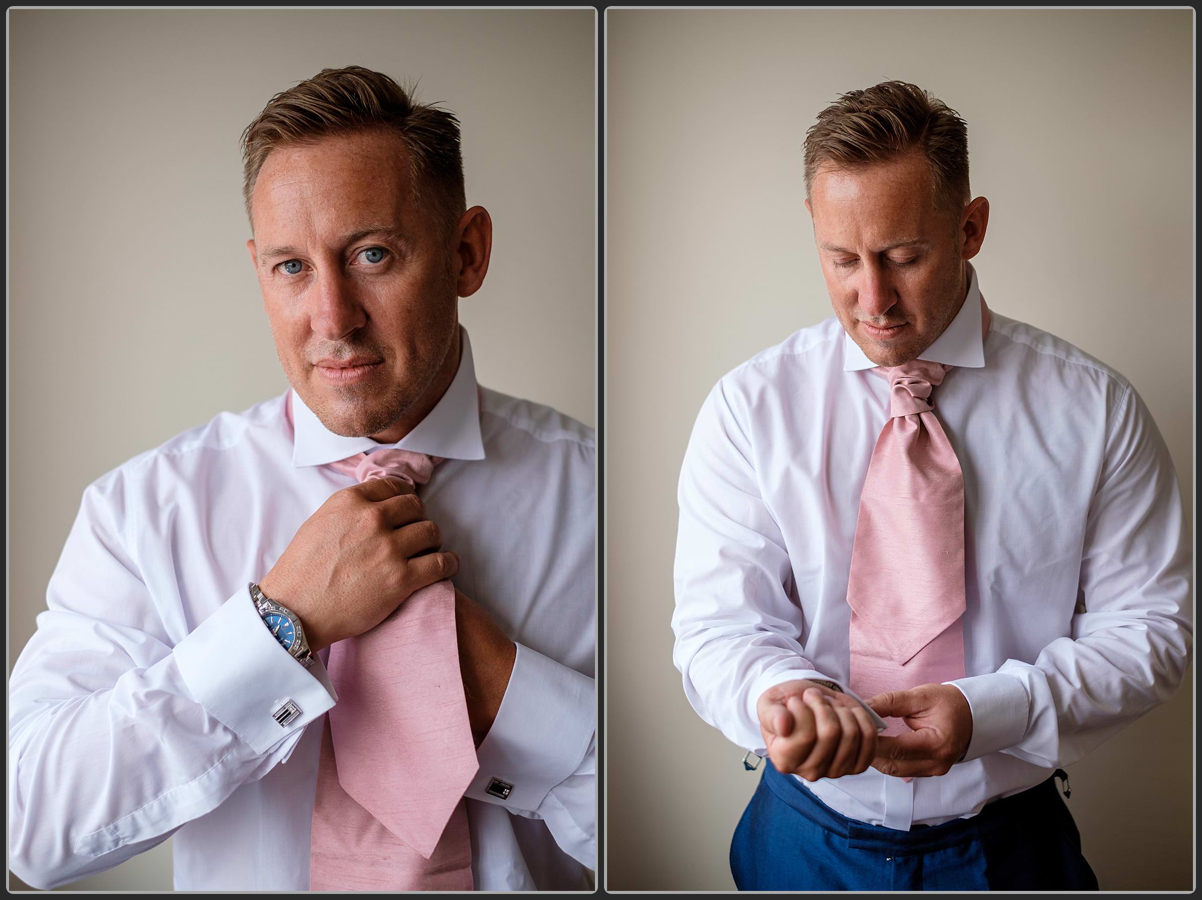 Groom getting ready