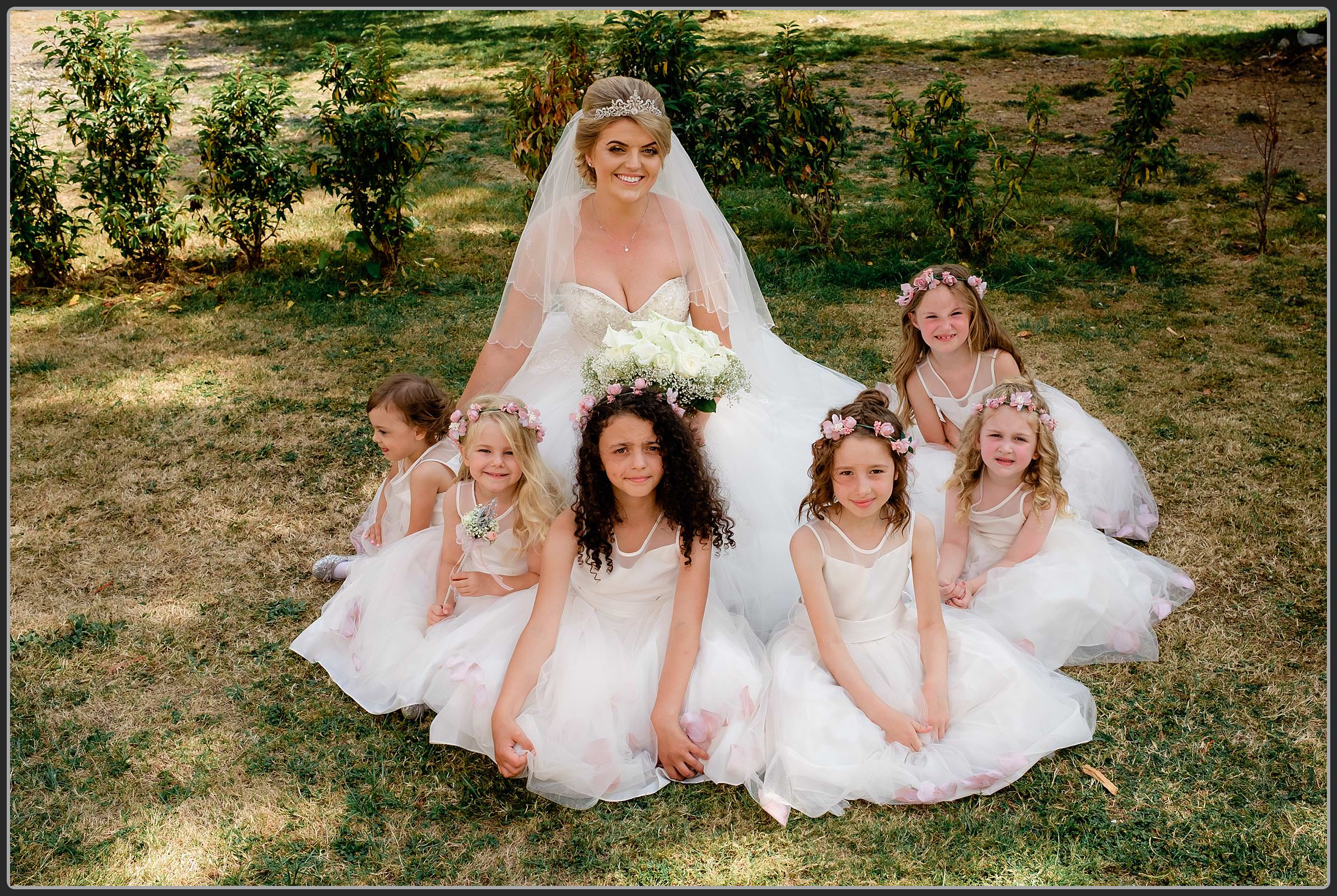 Bride and her flower girls