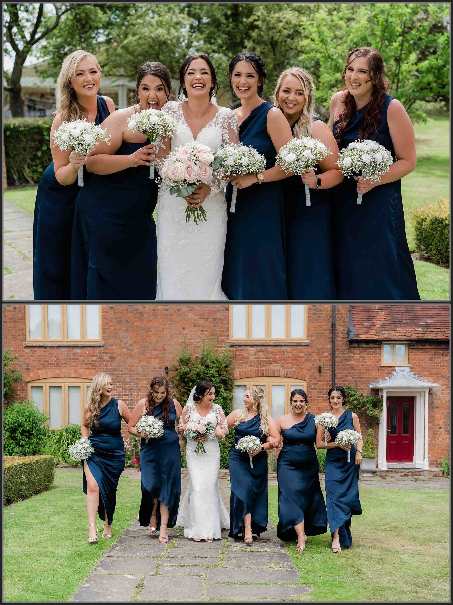 The bride and Bridesmaids walking