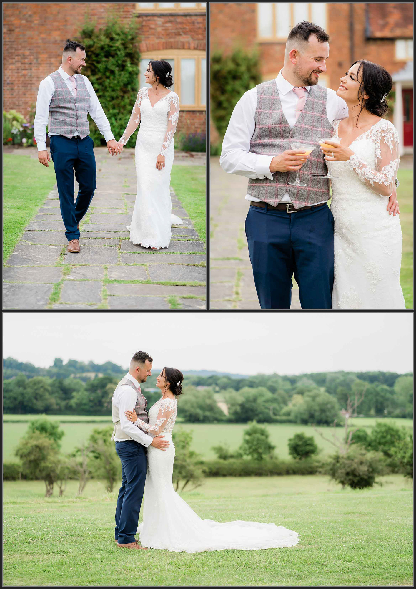 Bride and groom together at Bordesley Park