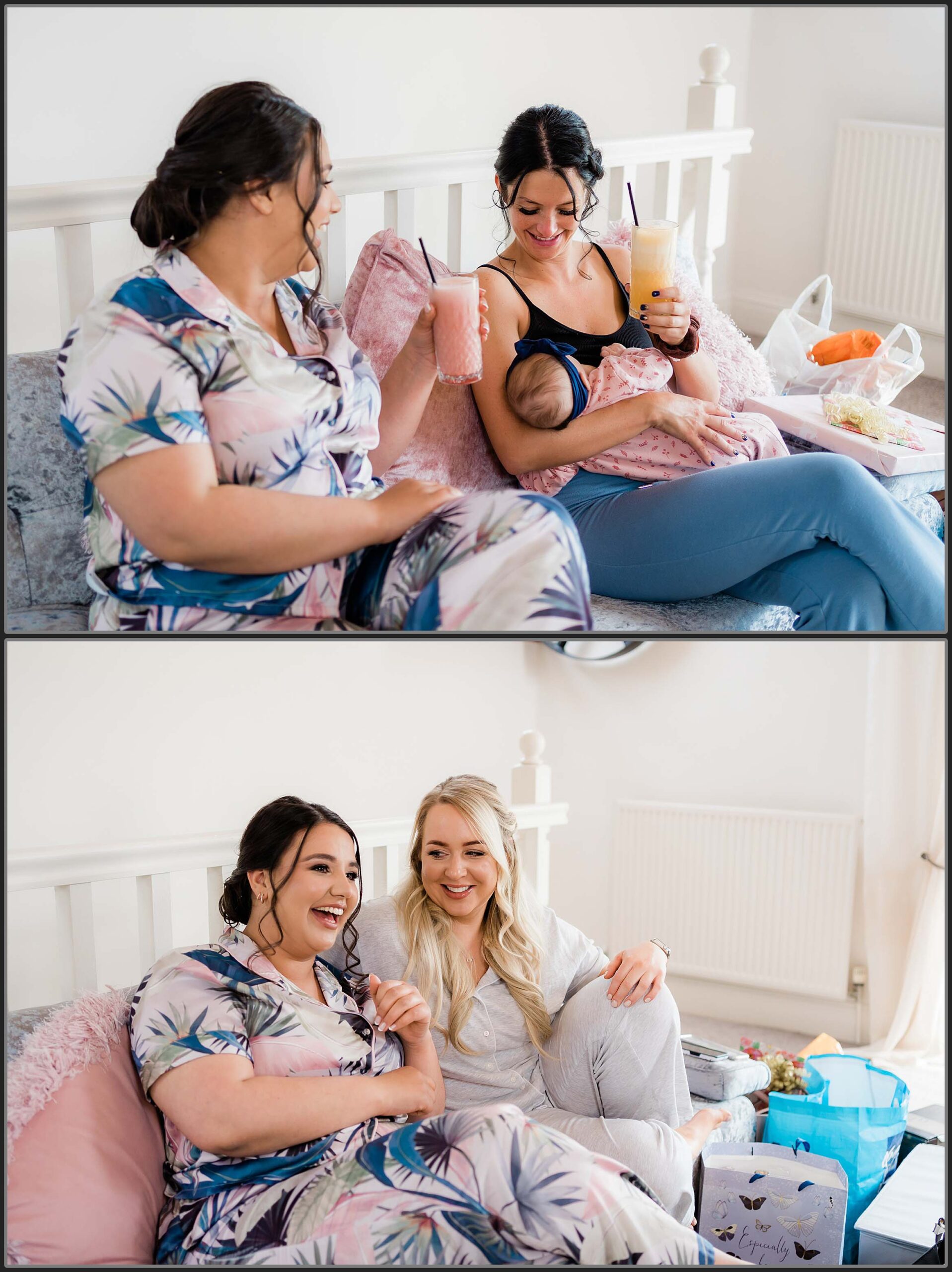 Bride and Bridesmaids getting ready