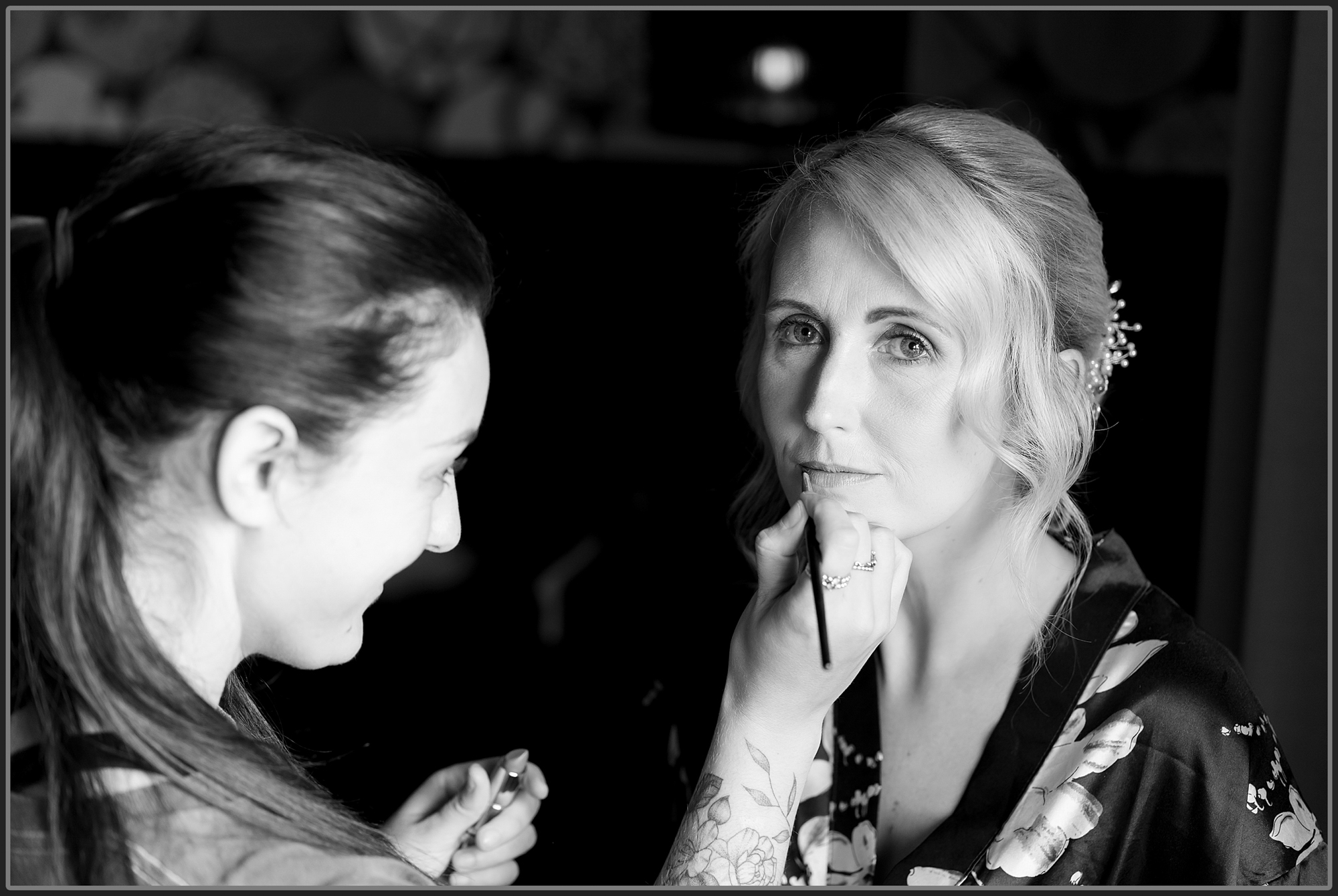 Bride having her makeup done