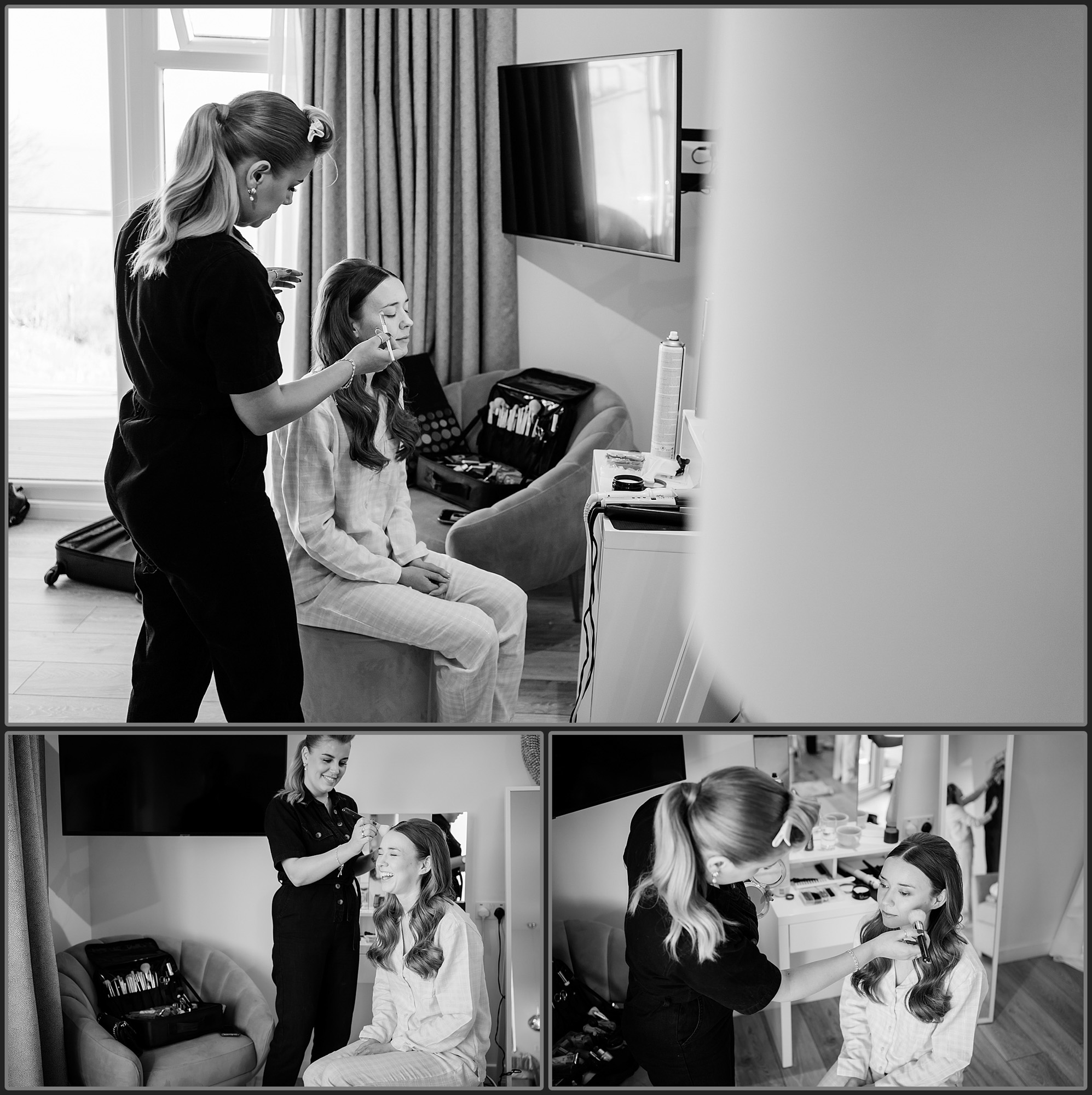 Bride having her makeup done