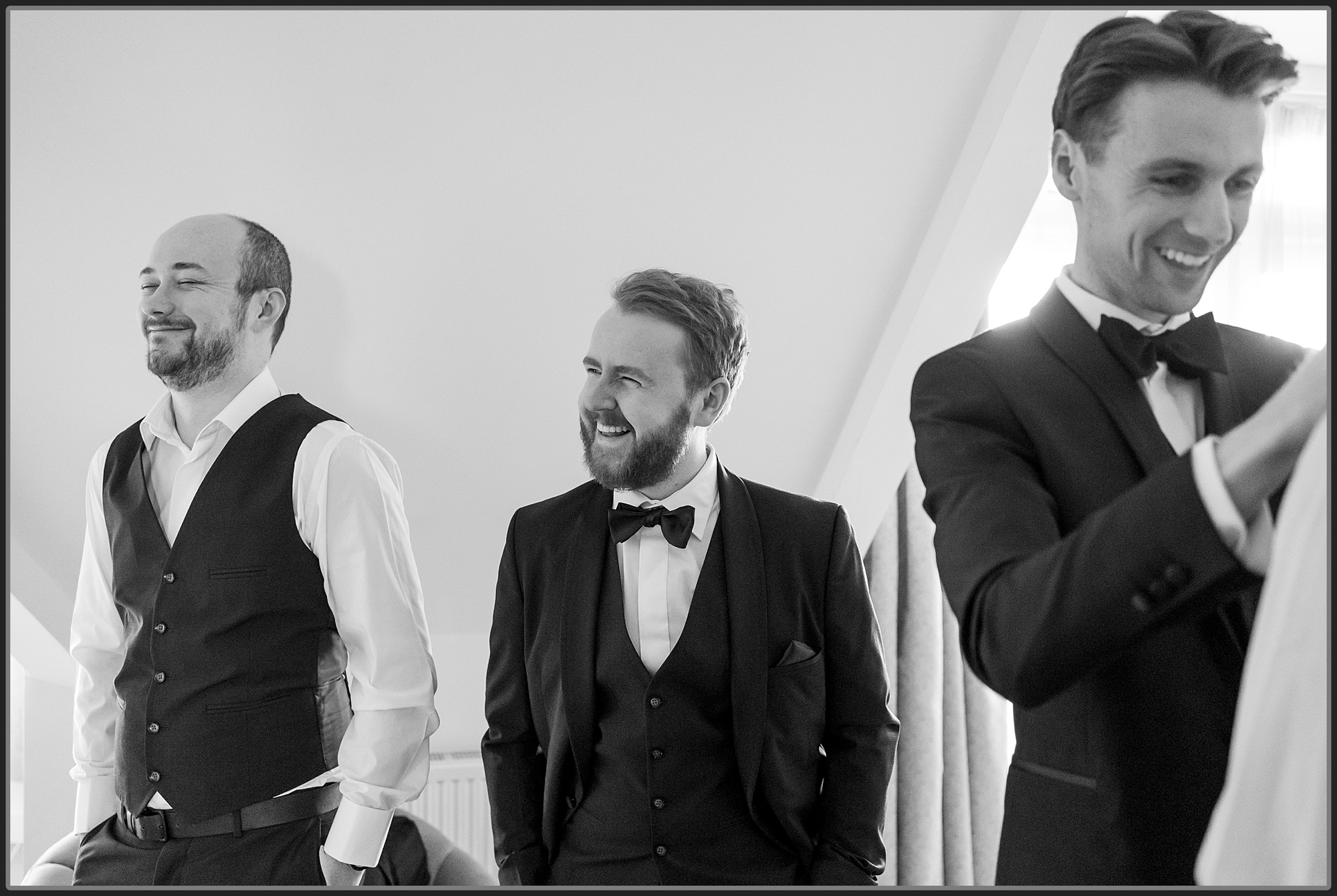 Groomsmen getting ready laughing