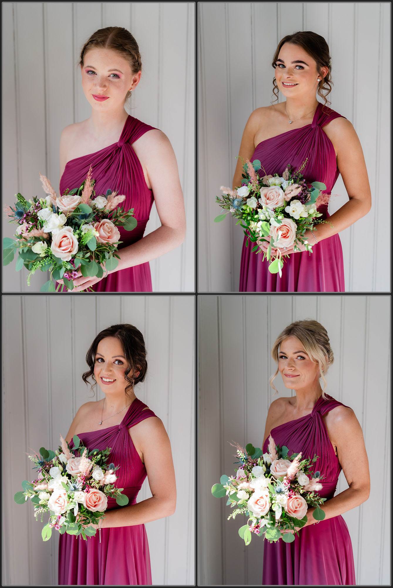 Bridesmaids with wedding flowers