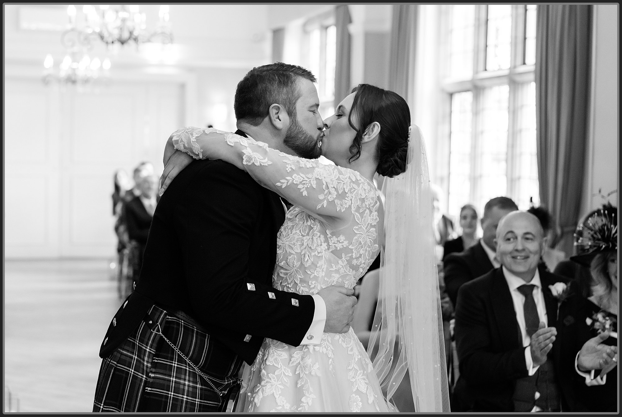 First kiss at Moxhull Hall Hotel