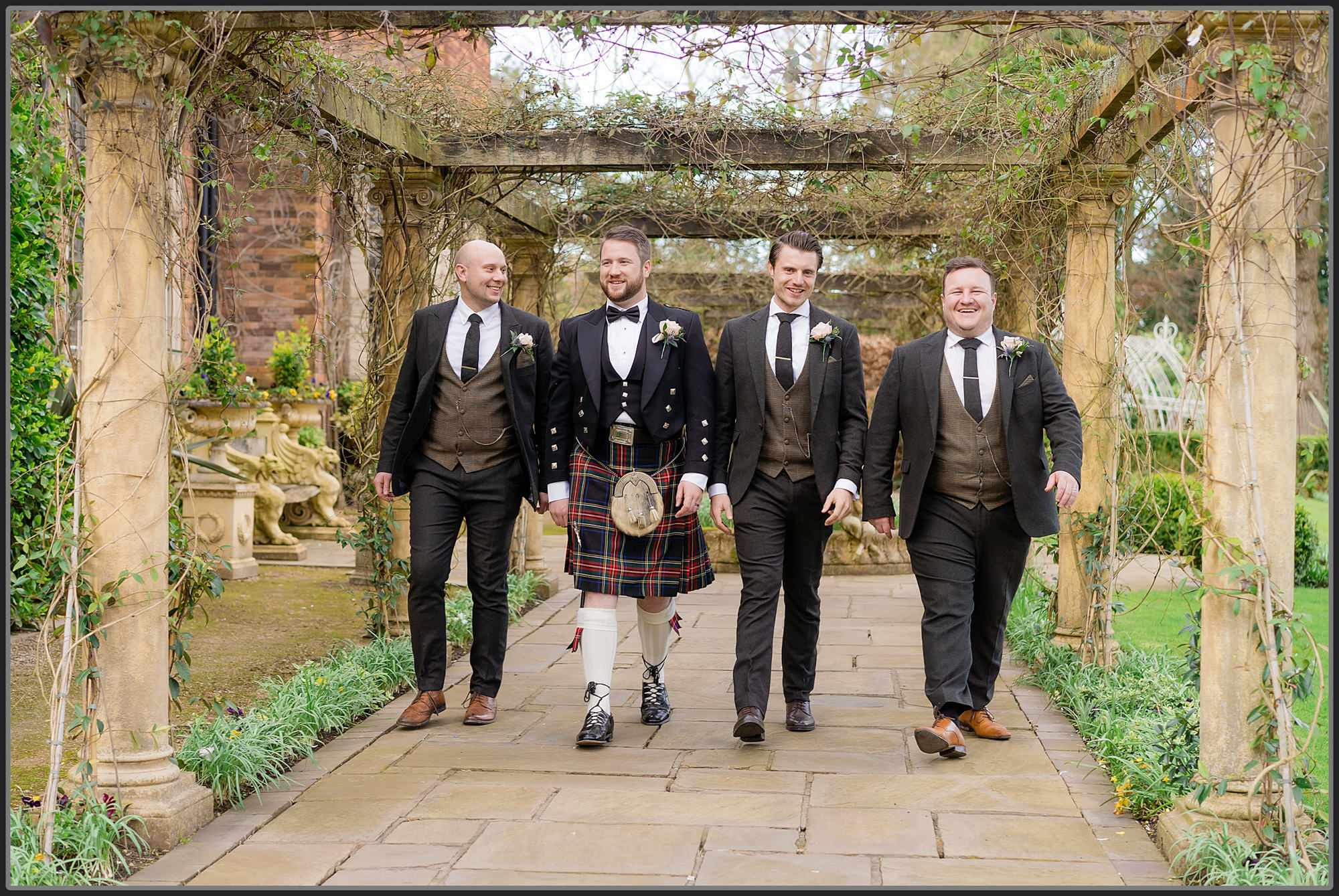 The groom and groomsmen at Moxhull Hall Hotel