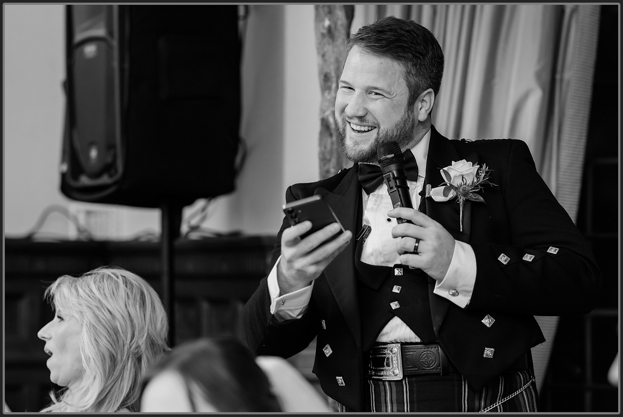 The groom during his wedding speech